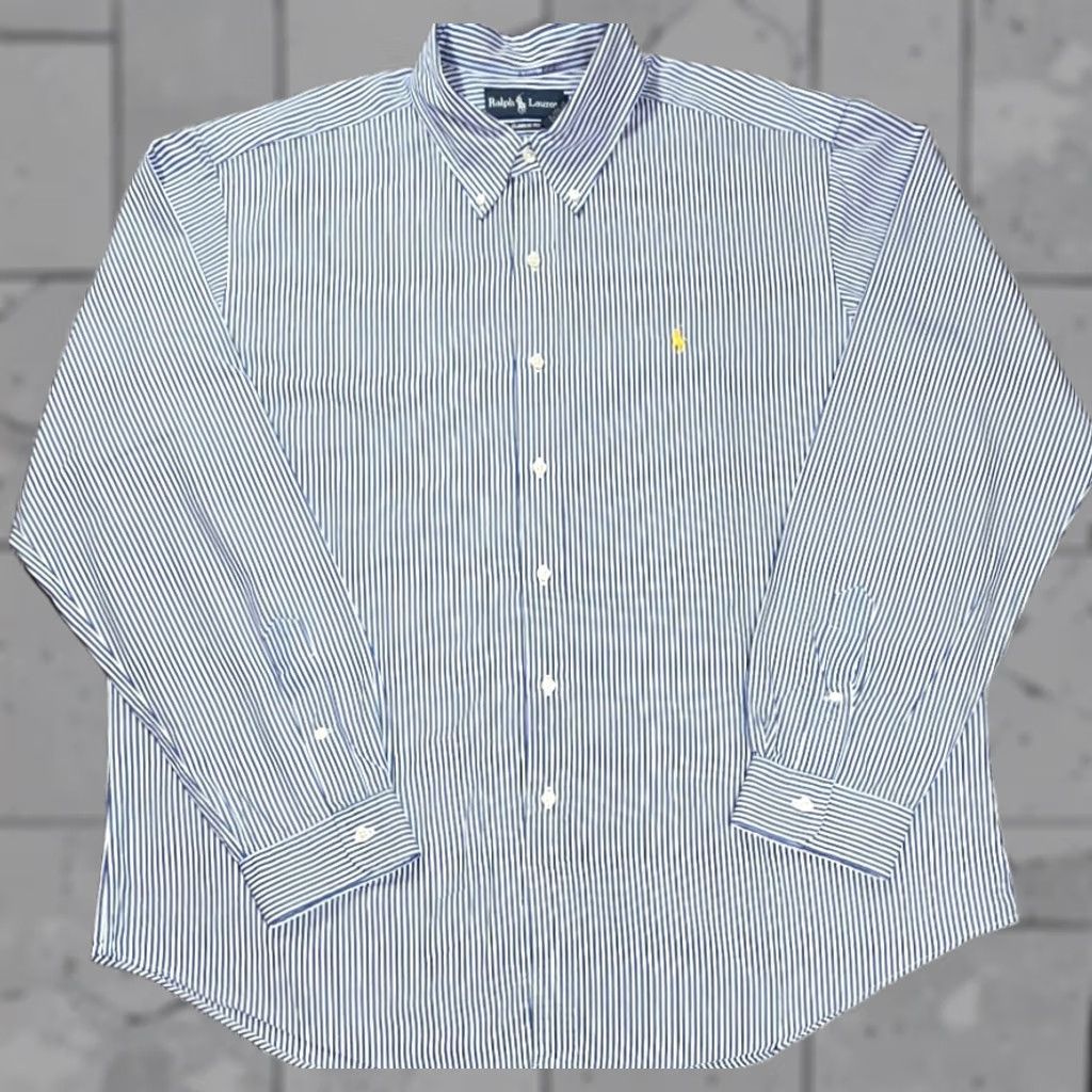 Polo Ralph Lauren Ralph Lauren Polo Long Sleeve Shirt Men 2X Blue Stripe Polo Pony Poplin Bengal Button-Up OCBD Regular Fit Classic Size US XXL / EU 58 / 5 - 1 Thumbnail