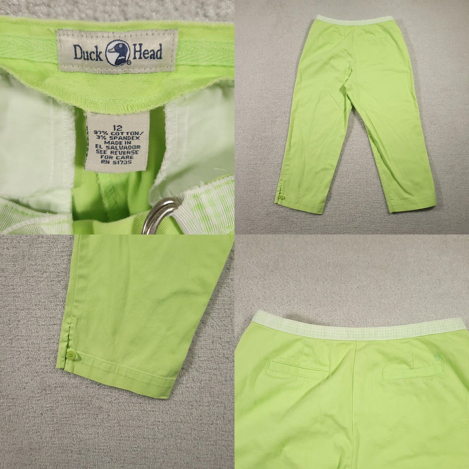 Vintage Duck Head Pants Womens 12 Green Stretch Casual Ankle Cropped Button Detail Pockets Size 34" / US 12 / IT 48 - 8 Thumbnail