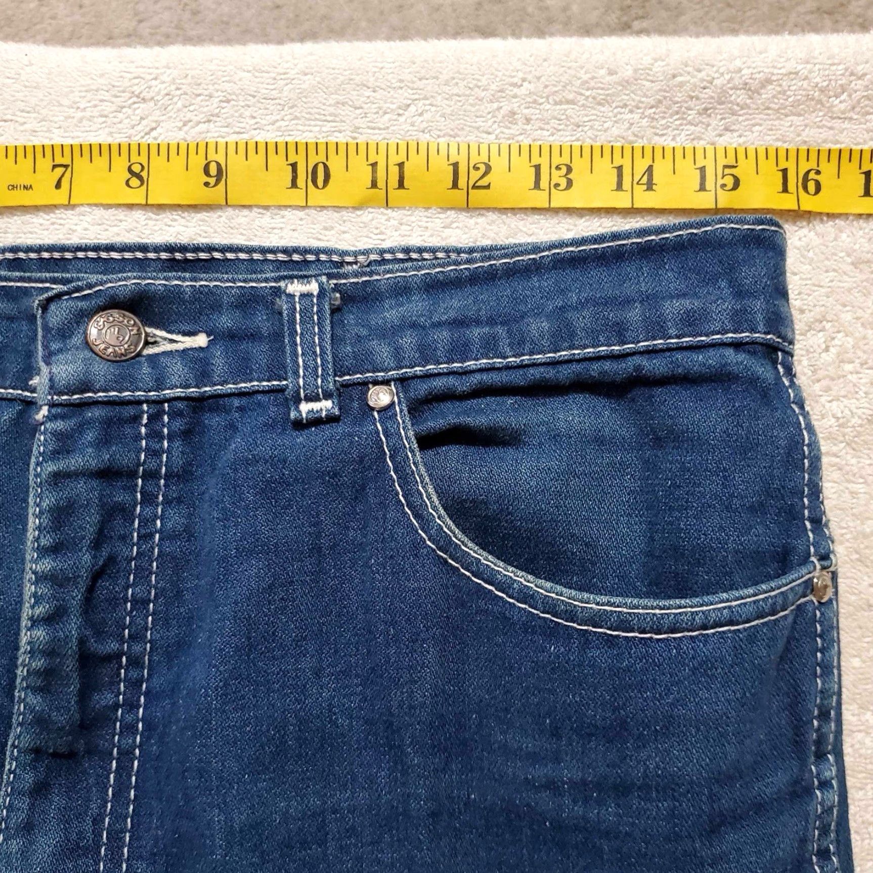 Vintage Sasson Jeans 32 x 29 VTG 90s Streetwear Hip Hop Mens Jeans Blue Cotton Relaxed Tapered Regular Inseam 29 Pockets Grunge Retro Size US 32 / EU 48 - 6 Thumbnail