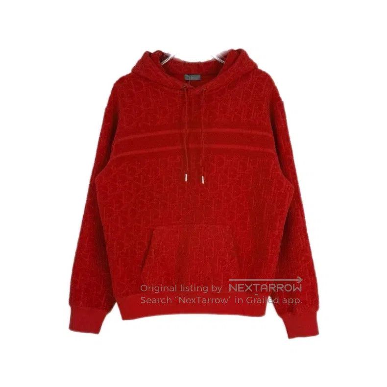 Dior Dior Red classic logo towel material hooded sweatshirt Size US L / EU 52-54 / 3 - 1 Thumbnail
