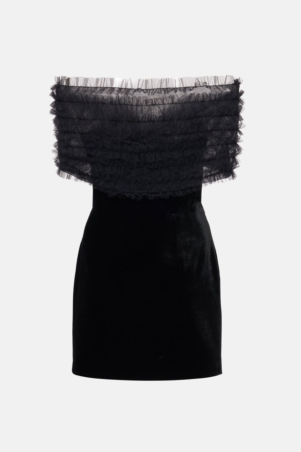 Alessandra Rich o1s22i1n0225 Velvet Off-shoulder Mini Dress in Black Size M / US 6-8 / IT 42-44 - 2 Thumbnail