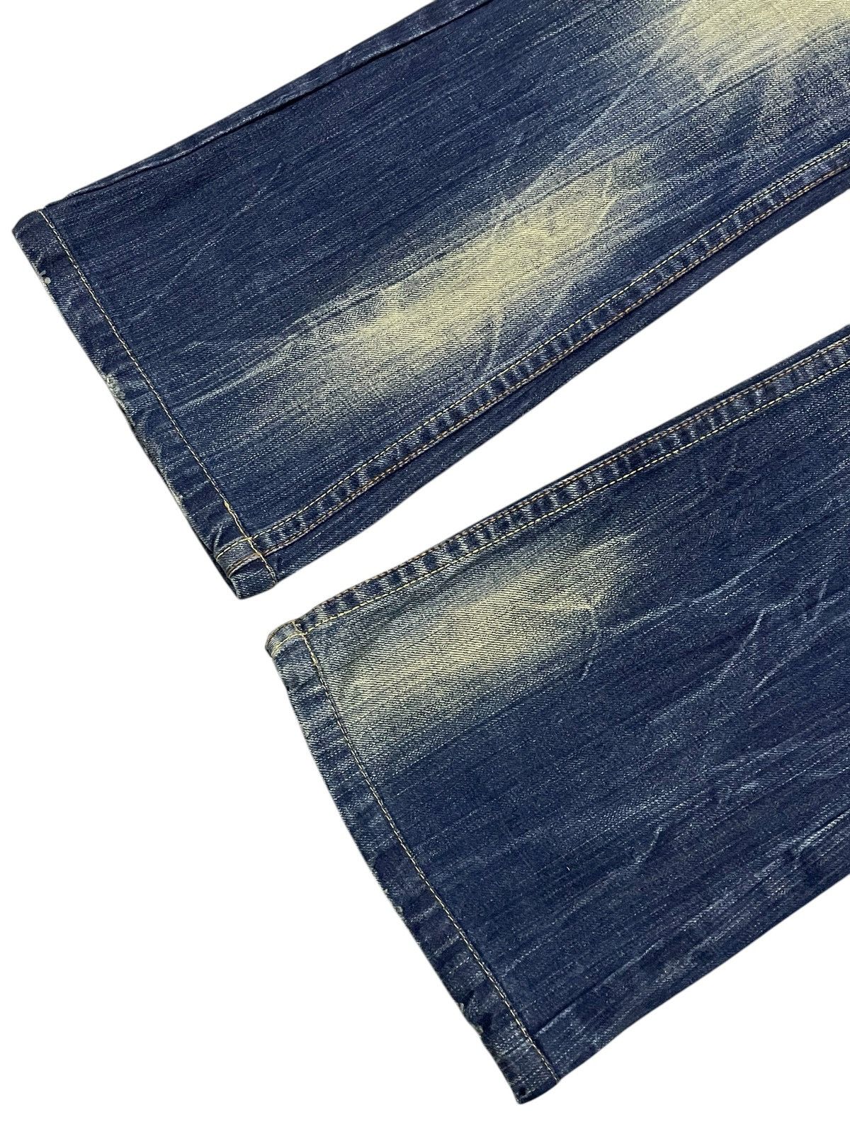 Japanese Brand × LOWBOX × semanticdesign Red Pepper Japan Leather Feather Wings Mud Wash Flare Jeans Size US 30 / EU 46 - 11 Thumbnail