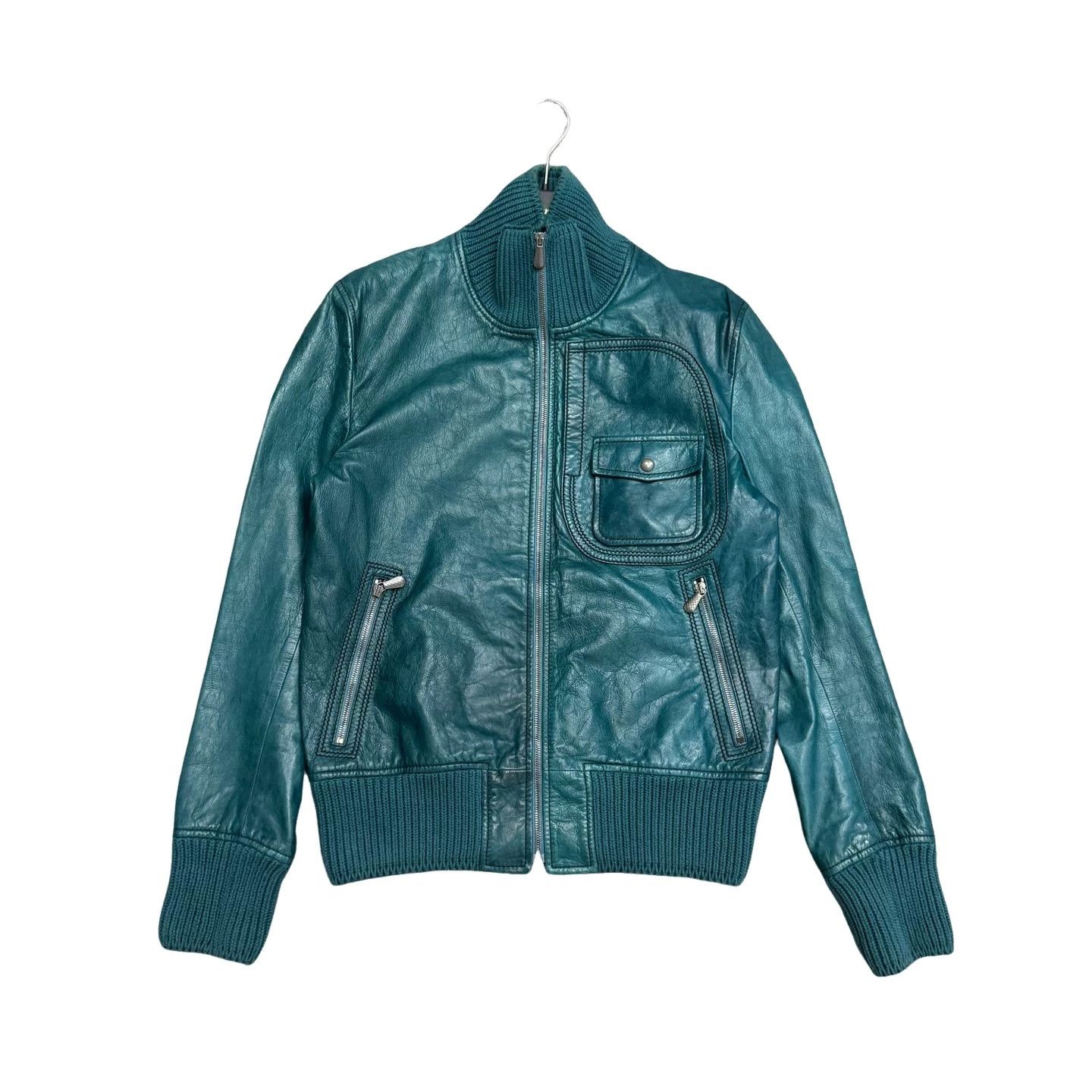 Bottega Veneta Bottega Veneta Green Leather Bomber Jacket Size M Size US M / EU 48-50 / 2 - 1 Thumbnail