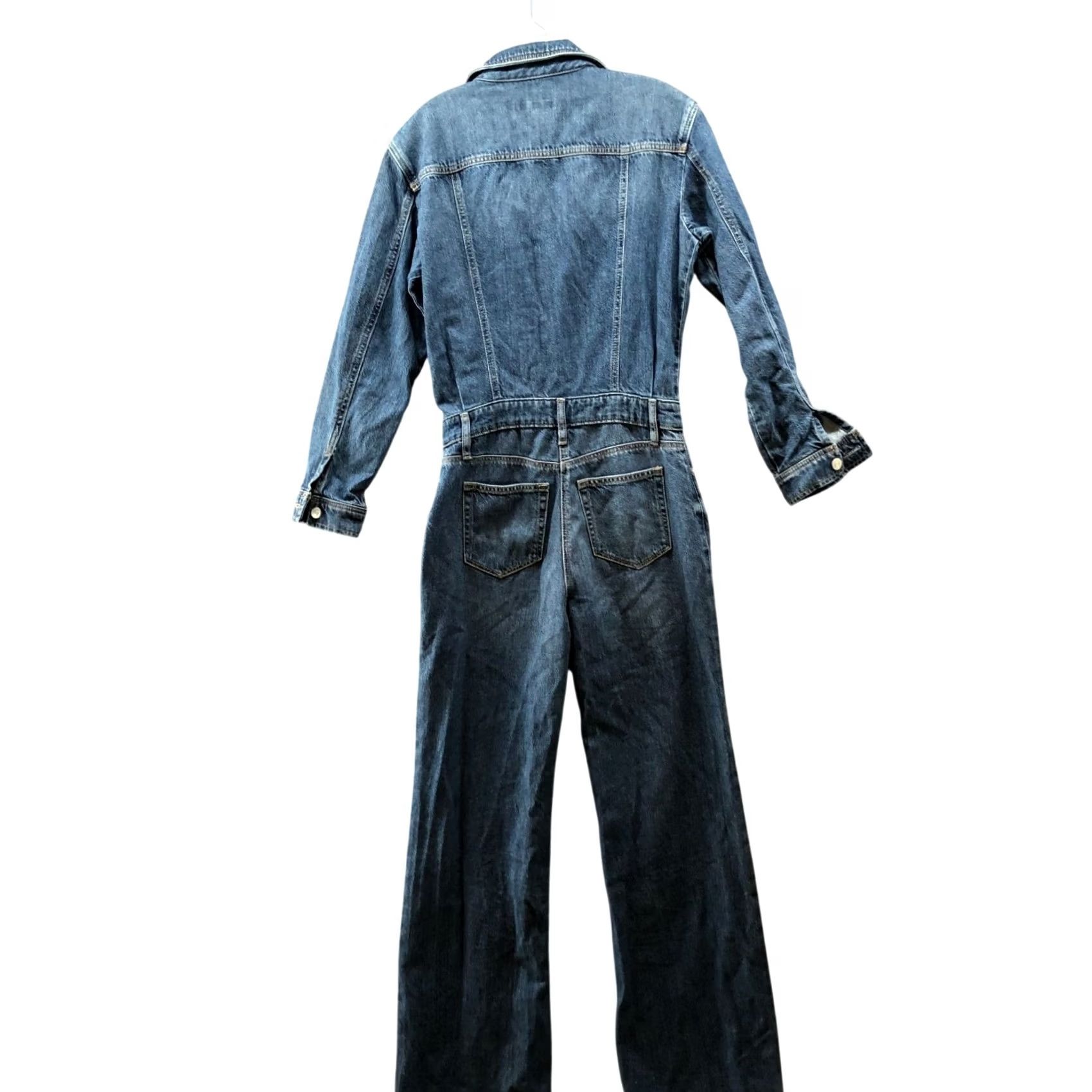 Loft VINTAGE Loft Denim Jumpsuit Womens 0 Blue Wide Leg Relaxed Utility Lyocell Blend Shirt/One-Piece Womens? Size 25" / US 0 / IT 36 - 2 Thumbnail