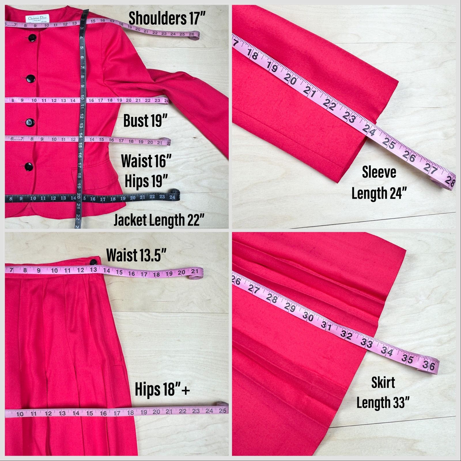 Christian Dior Monsieur × Dior × Vintage Vintage 1980s Hot Pink 2-Piece Jacket and Skirt Set Size 27" / US 4 / IT 40 - 6 Thumbnail