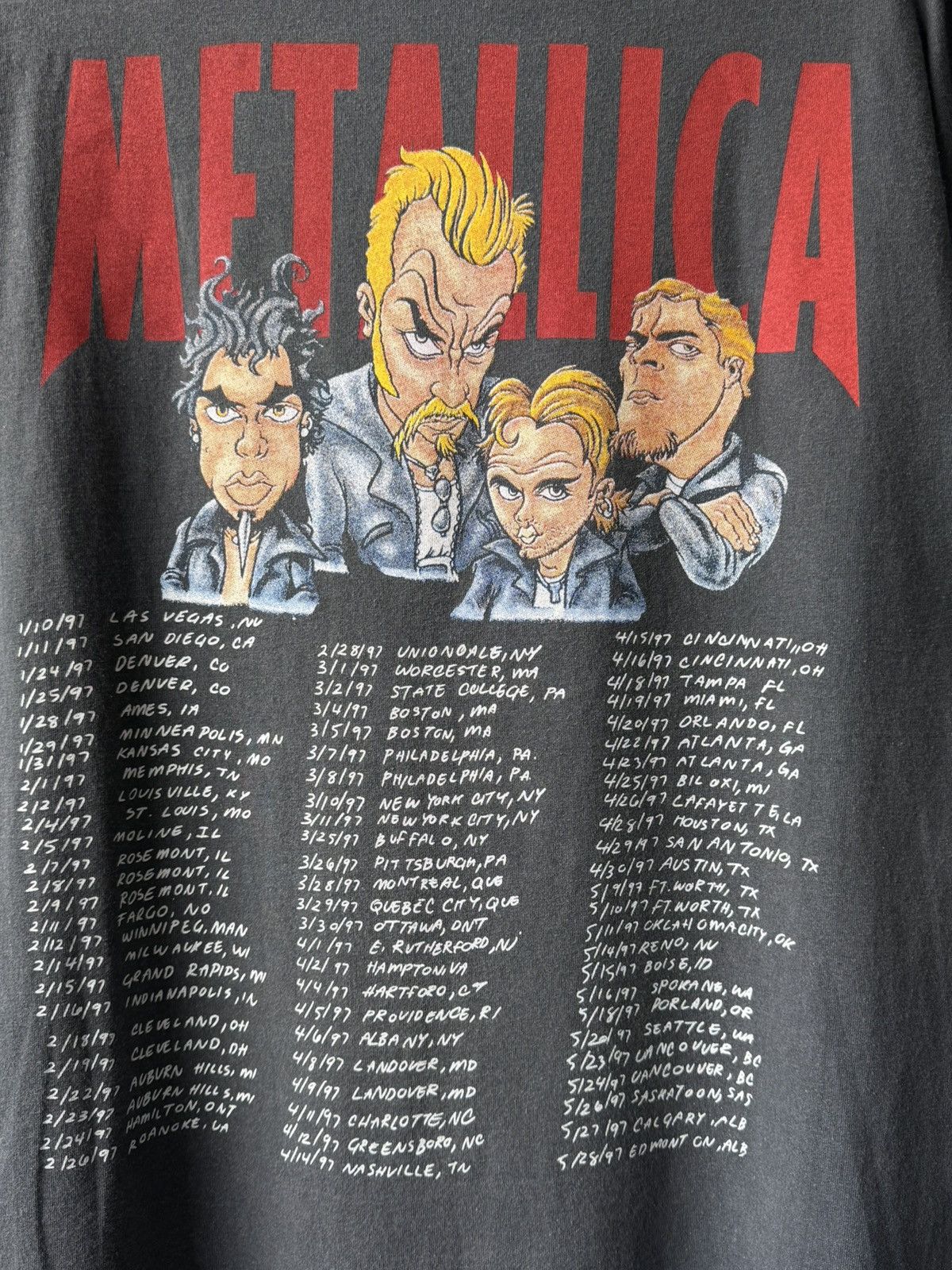 Band Tees Vintage 1996 Metallica Band Tour T-Shirt Tee Size US XL / EU 56 / 4 - 5 Thumbnail