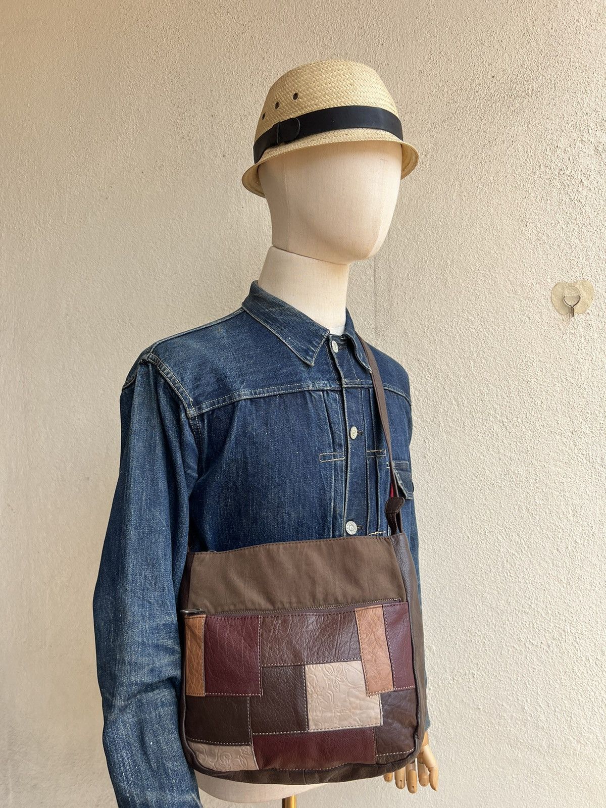 Japanese Brand Vintage Ibiza Japan Patina Patchwork Leather Bag Size ONE SIZE - 1 Thumbnail
