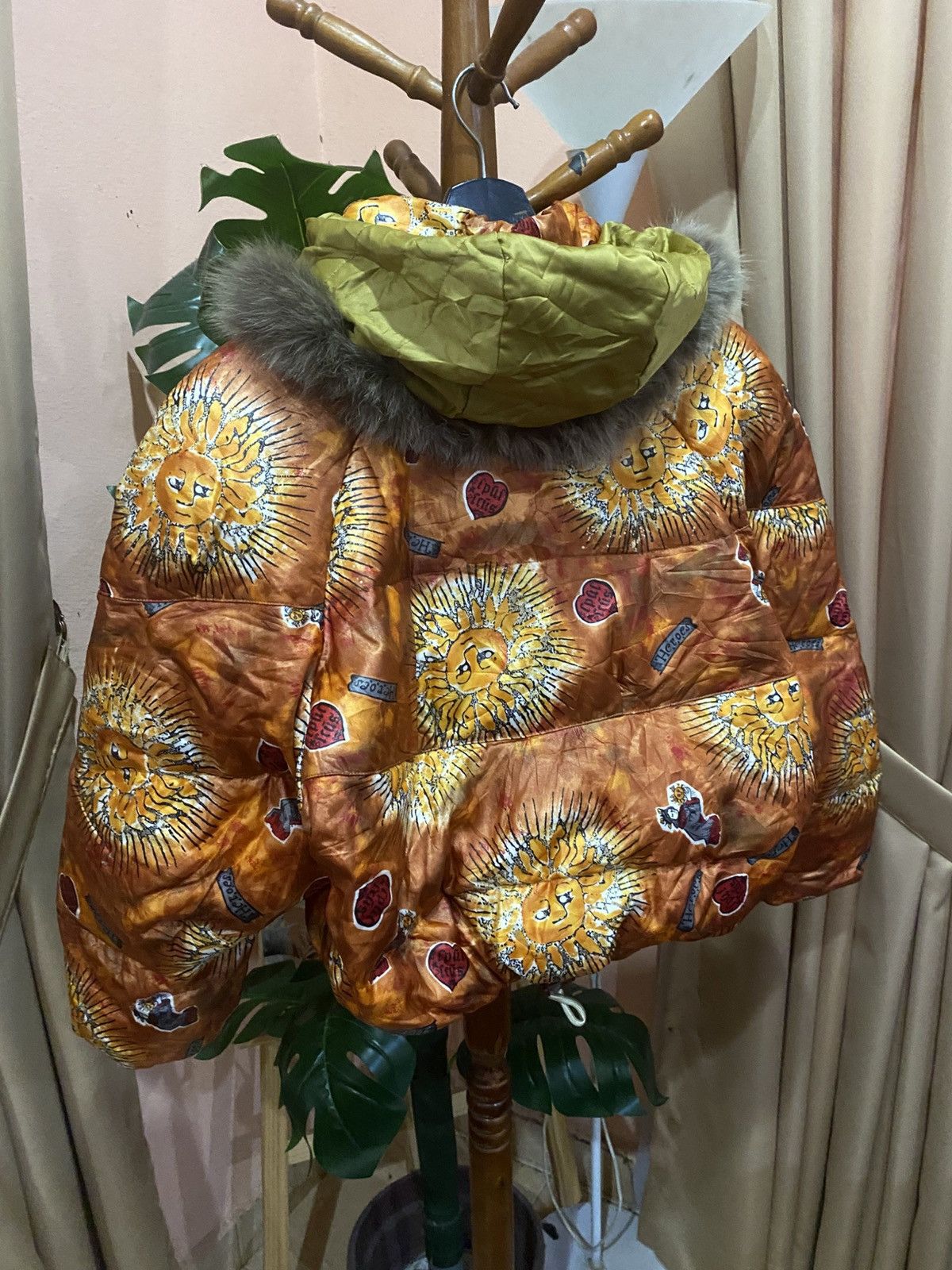 Other Vintage Sun Print Down Jacket with Faux Fur Hood – Japan Size M / US 6-8 / IT 42-44 - 13 Thumbnail