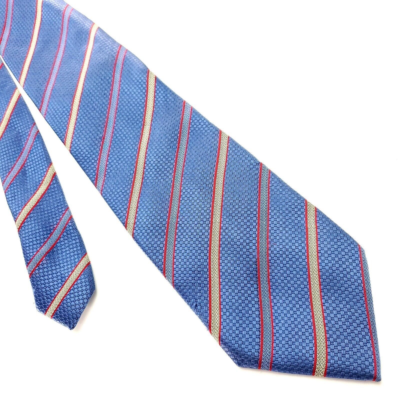 Firenze Firenze Silk Tie Woven Blue Striped Short Size ONE SIZE - 1 Thumbnail