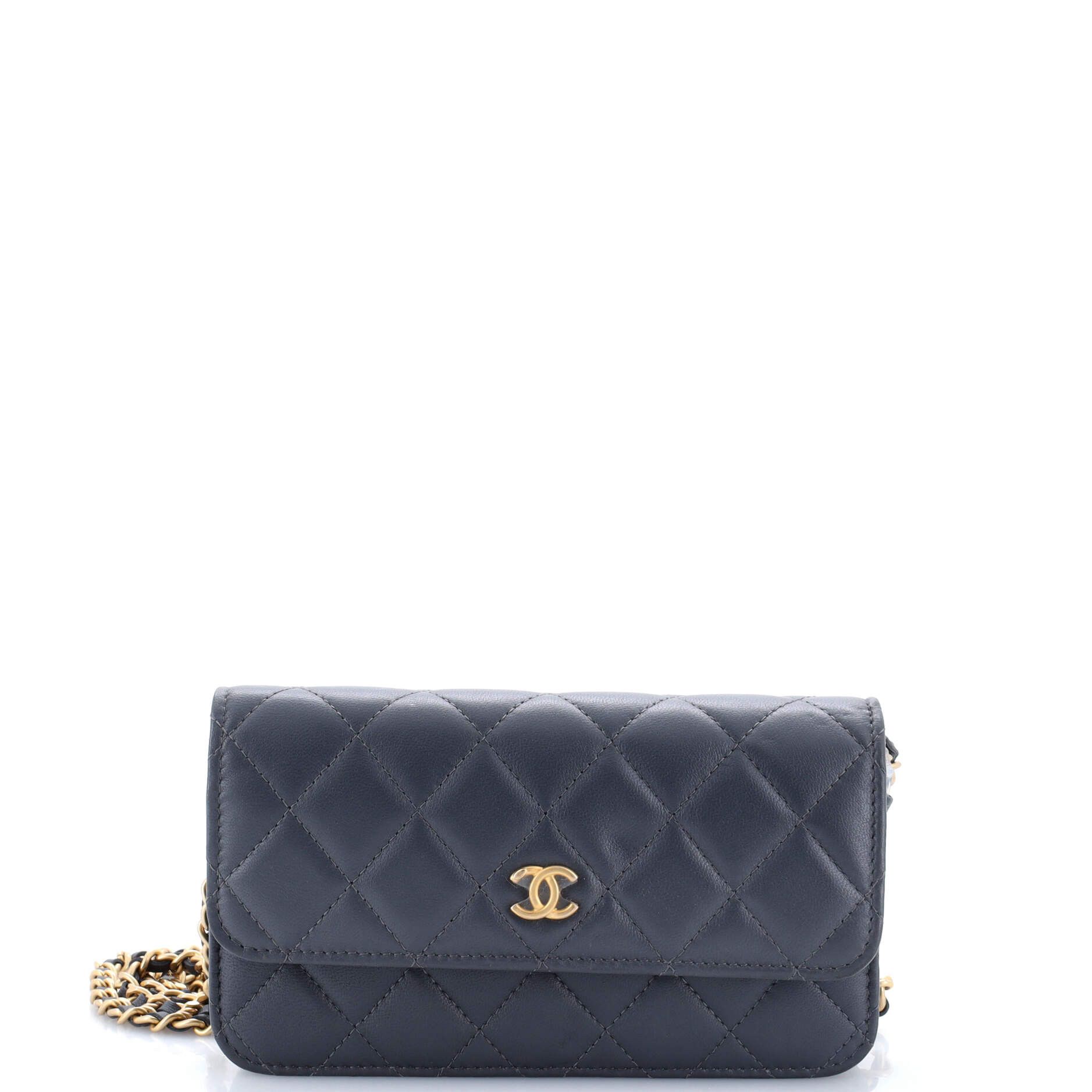 Pearl Crush Flap Phone Holder with Chain