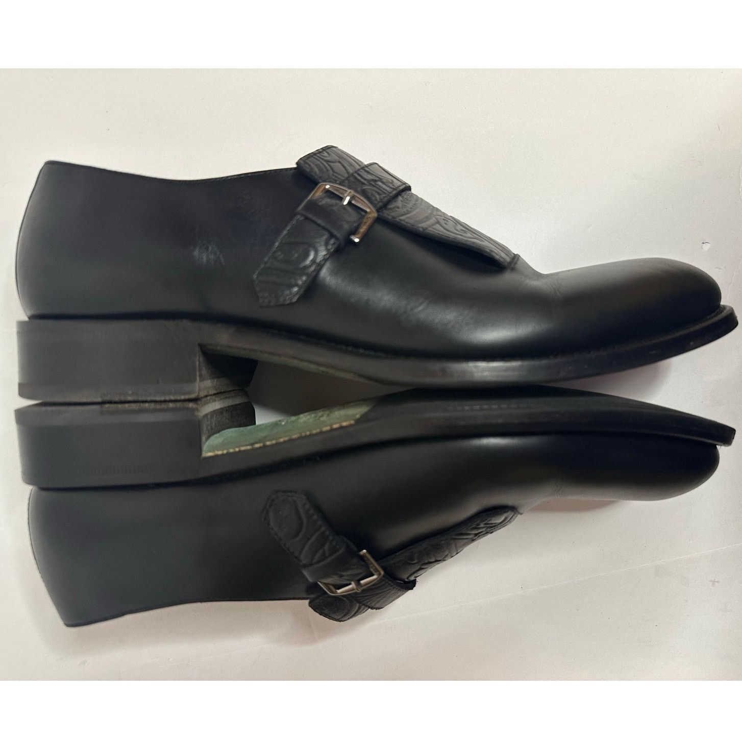Etro Monk Strap Glossed Black Leather Shoes size IT 44 US 11 Size US 11 / EU 44 - 4 Thumbnail