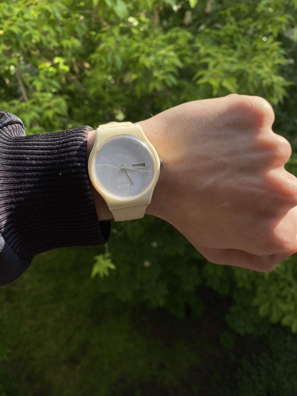 Japanese Brand × Jewelry × Vintage Vintage Swatch Watch White Strap Date Window 40mm Size ONE SIZE - 1 Thumbnail