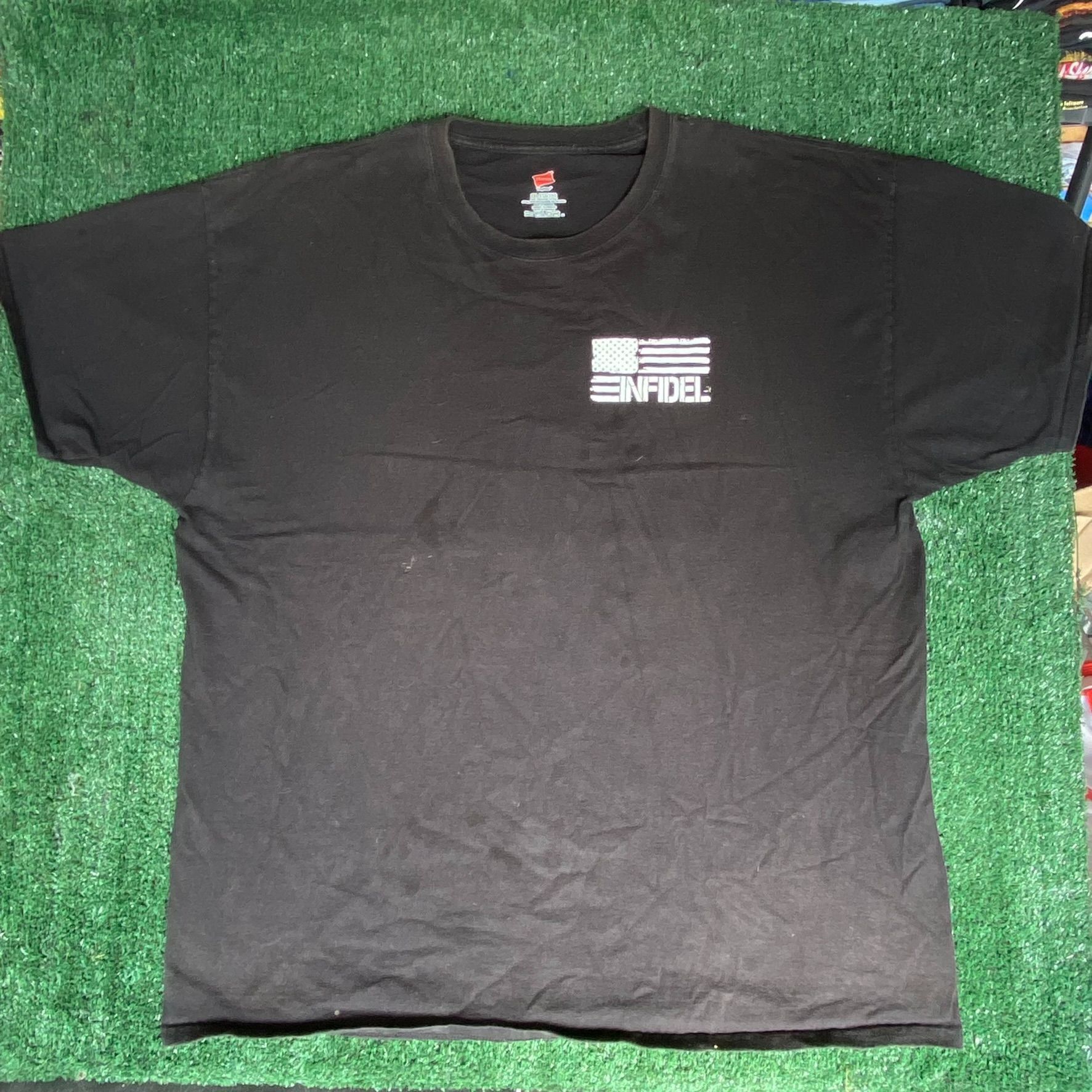 Hanes Vintage Y2K Infidel Military Shirt USA Army Marine Punk Tee Size US XXL / EU 58 / 5 - 4 Thumbnail