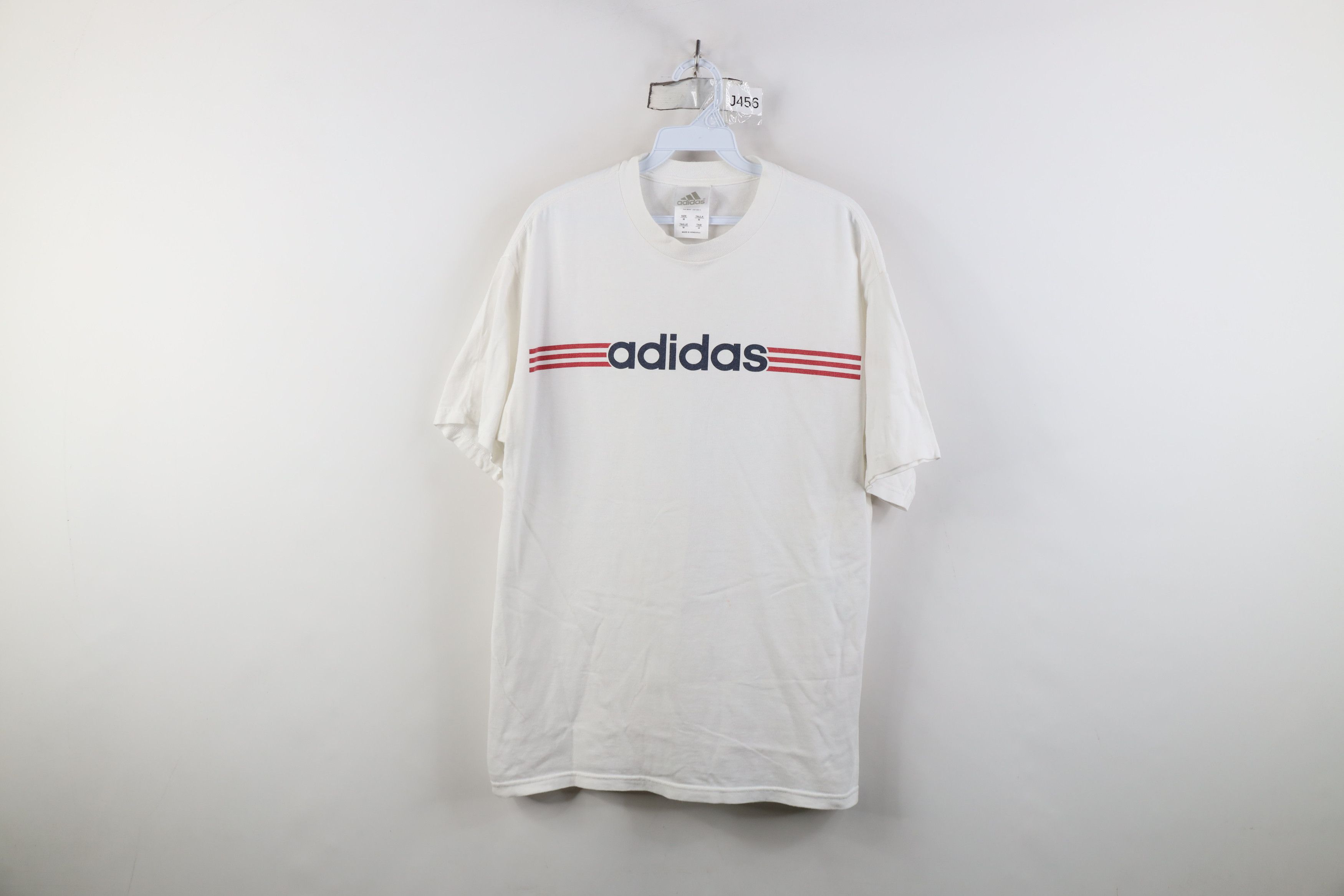 Adidas Vintage Y2K 2005 Adidas Striped Short Sleeve T-Shirt White Size US M / EU 48-50 / 2 - 1 Thumbnail