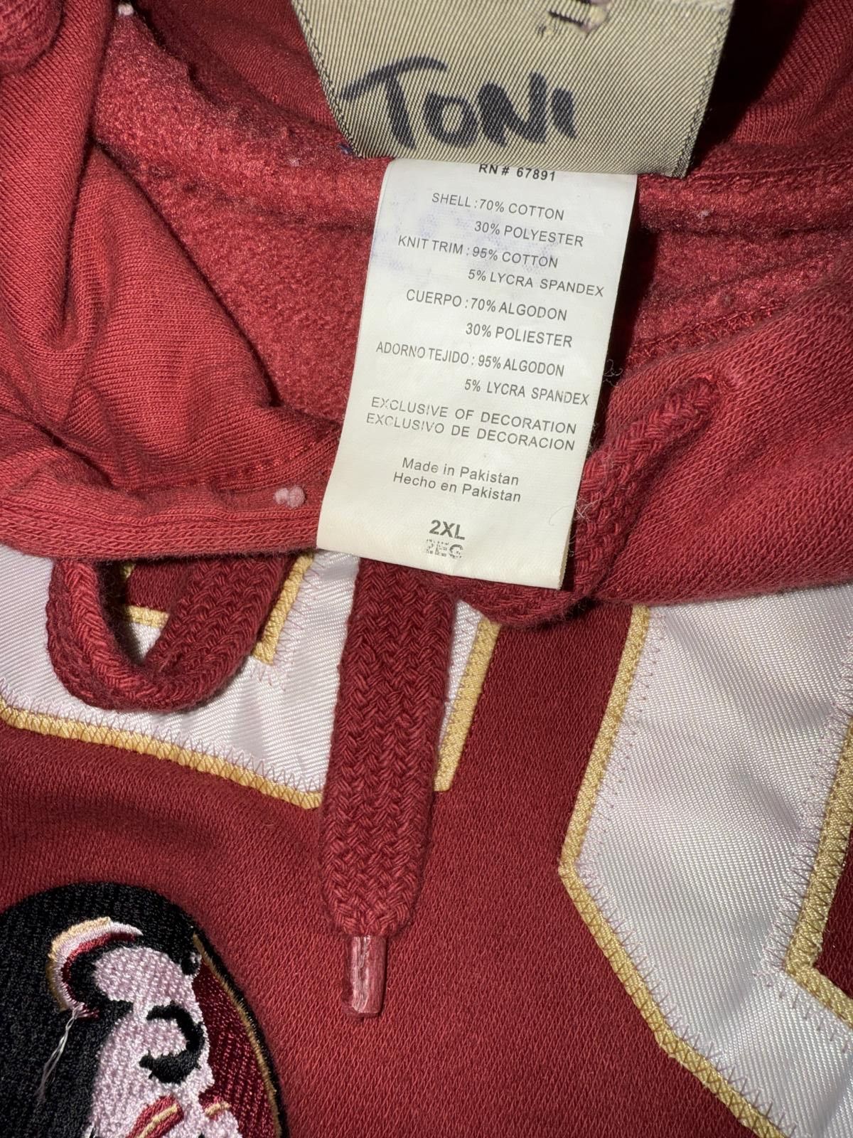 Unknown London Vintage FSU Maroon Hoodie Sweatshirt Size US XXL / EU 58 / 5 - 7 Thumbnail