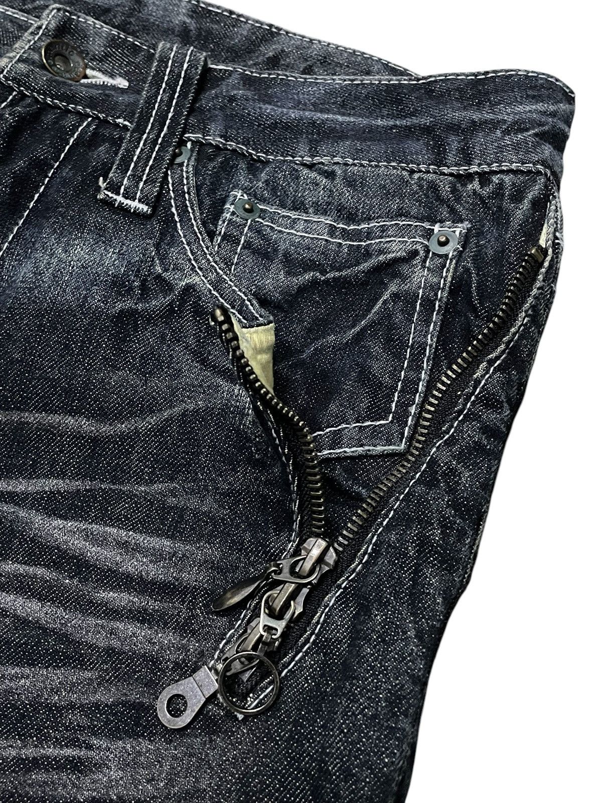 If Six Was Nine × Le Grande Bleu (L.G.B.) × semanticdesign Semantic Design Japan Multi Zipper Slant Pocket Flared Jeans Size US 30 / EU 46 - 9 Thumbnail