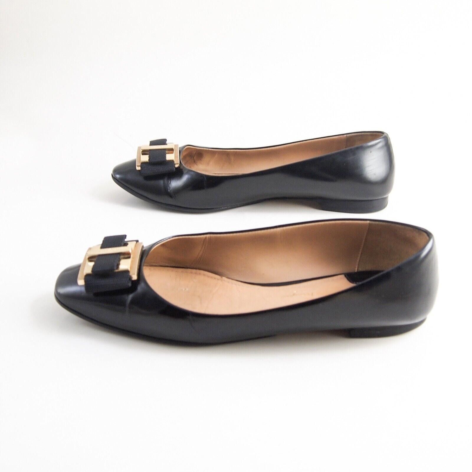Salvatore Ferragamo Ferragamo Vara Flats Black Leather EU 38.5 US 8 D Size US 8 / IT 38 - 3 Thumbnail