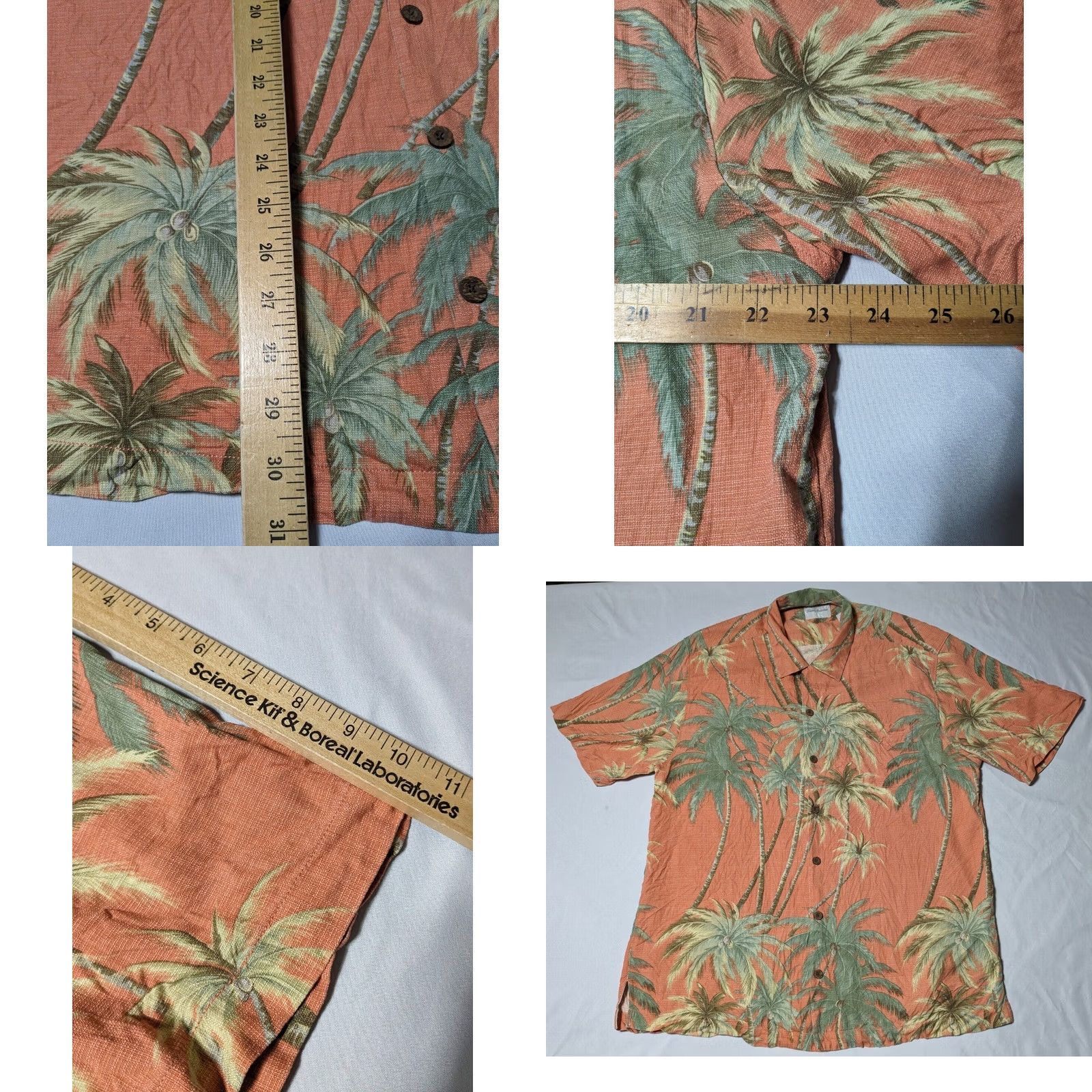Tommy Bahama TOMMY BAHAMA Men Large Silk Orange Coconut Tree Print Hawaiian Shirt Size US L / EU 52-54 / 3 - 8 Thumbnail