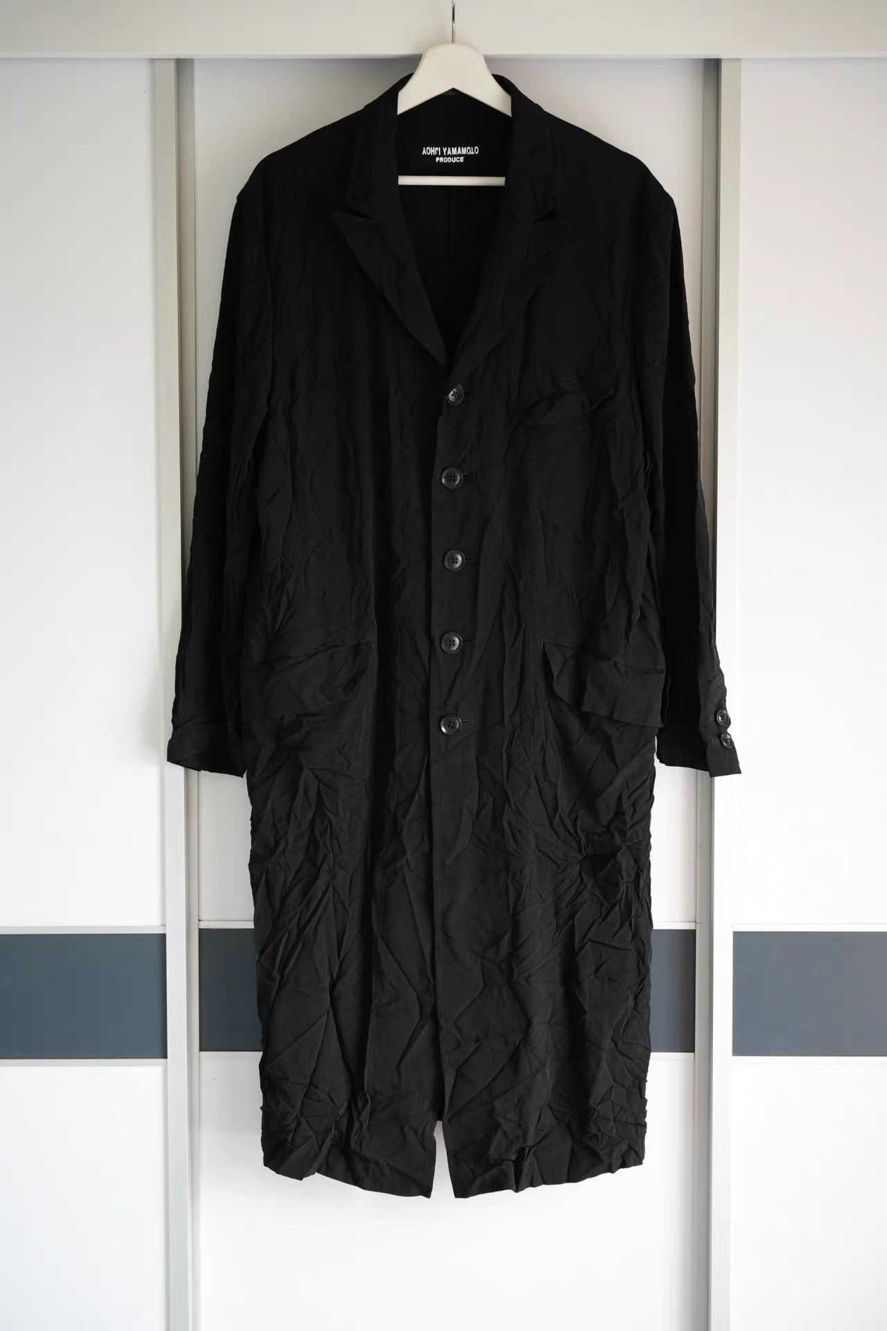 Yohji Yamamoto Black Long Button-Front Coat Size US M / EU 48-50 / 2 - 1 Preview