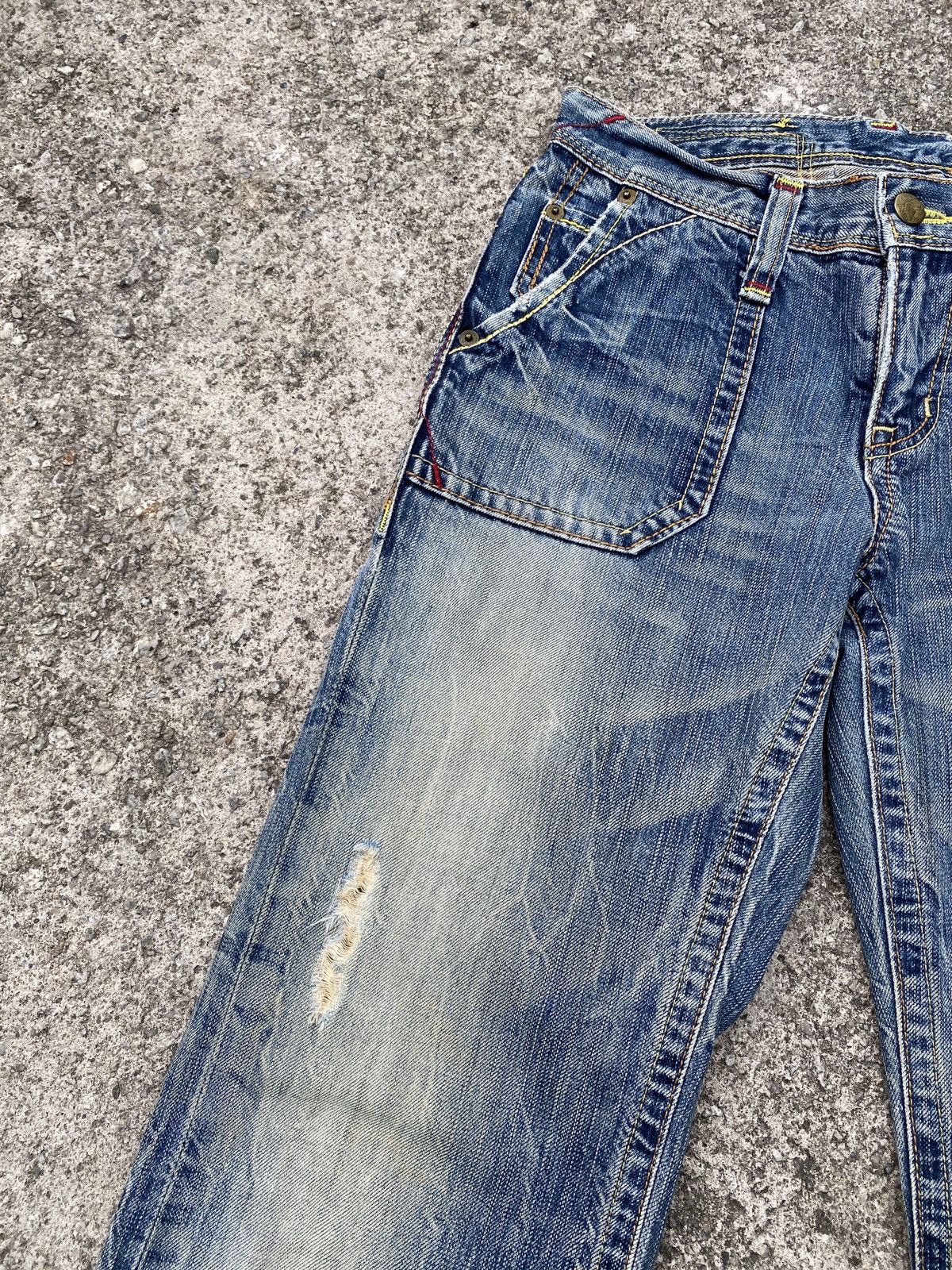 Japanese Brand Flare Brappers Japan Buckle Back Faded Distressed Denim Size US 28 / EU 44 - 8 Thumbnail