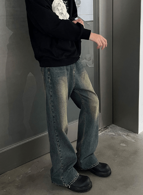 Japanese Brand × Jean Retro washed distressed all-match Cleanfit straight jeans Size US 32 / EU 48 - 3 Thumbnail