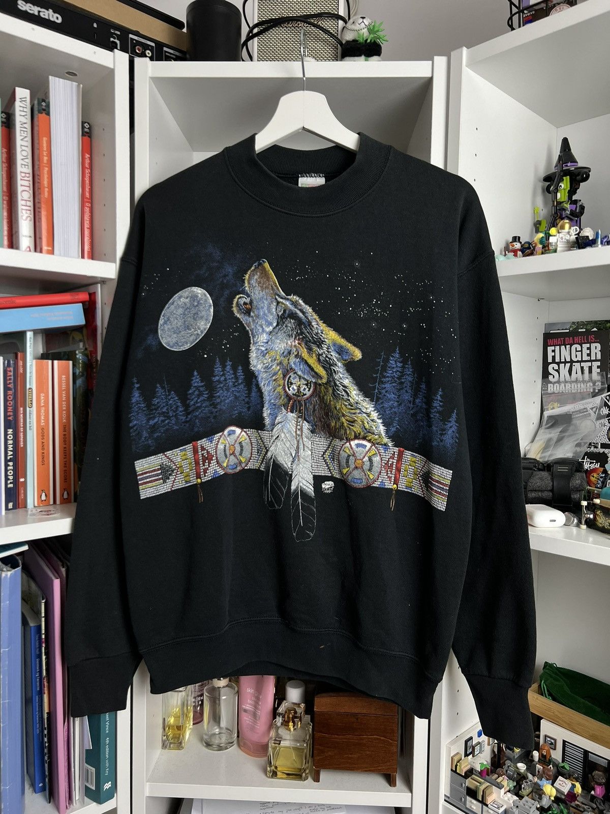 Fruit Of The Loom × Vintage Vintage 90s Lonely Wolf baggy sweatshirt M fotl usa baggy y2k Size US M / EU 48-50 / 2 - 1 Thumbnail