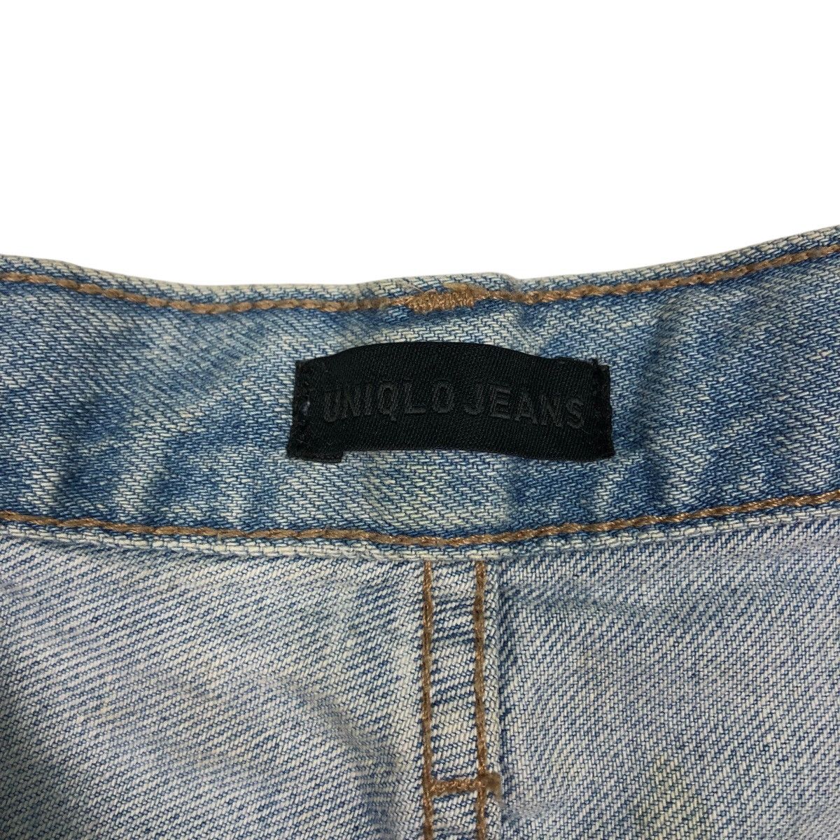 Japanese Brand Distressed Ripped Blue Jeans High Rise Straight Leg Uniqlo Size US 34 / EU 50 - 21 Thumbnail