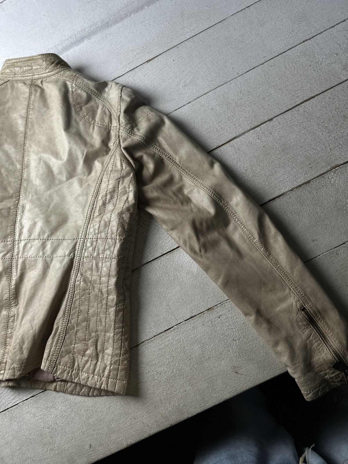 Other 🚨Y2K RICK OWENS TYPE DIRTY SLIM FIT ZIP LEATHER JACKET Size L / US 10 / IT 46 - 15 Thumbnail