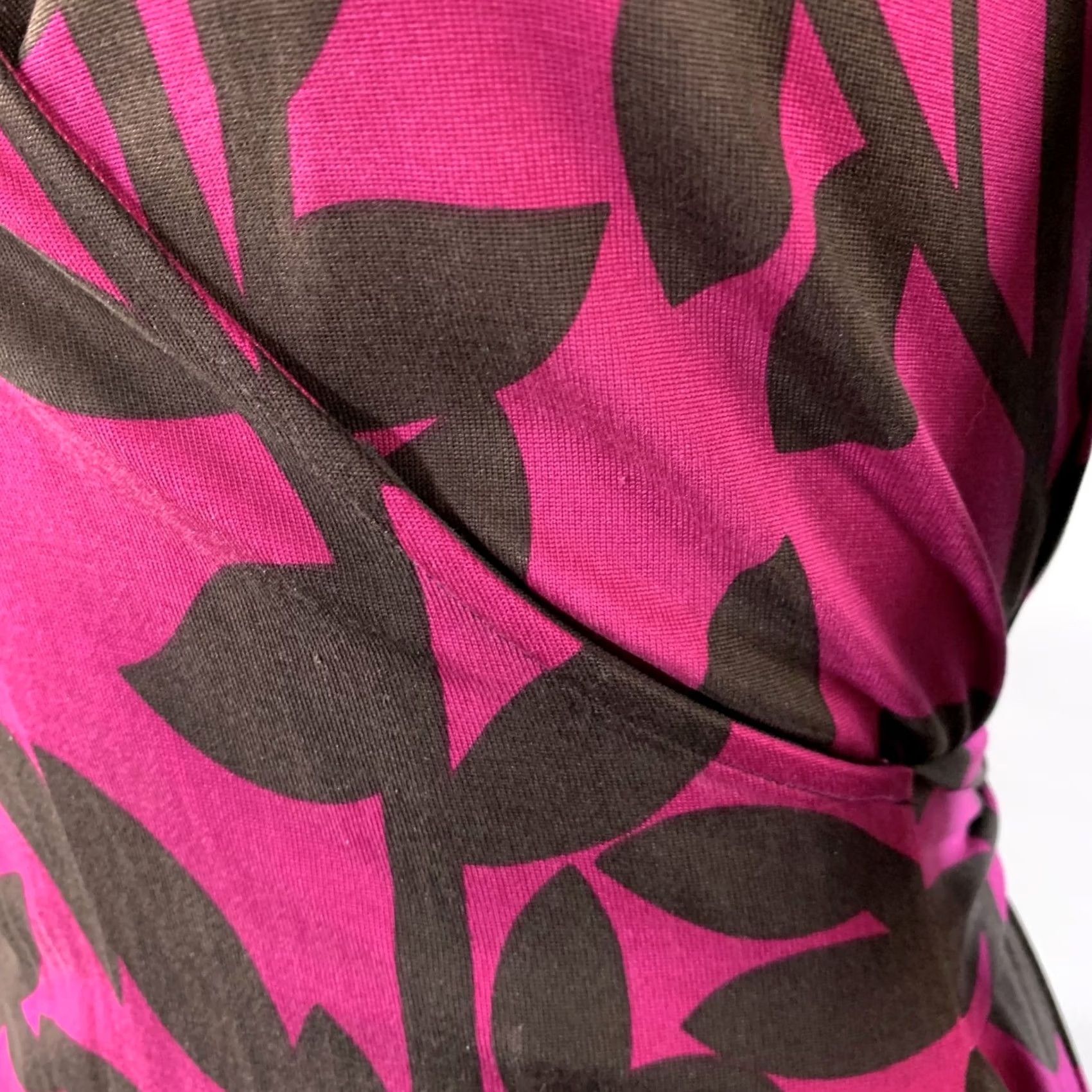 Diane von Furstenberg DIANE VON FURSTENBERG Wrap Dress M Brown Magenta Silk Abstract Floral Women Size M / US 6-8 / IT 42-44 - 4 Thumbnail