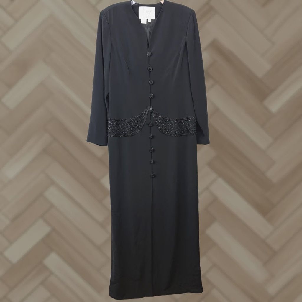 Vintage VINTAGE B’zar Beaded Maxi Dress Womens Party Black Evening Dress Black Tie 16 Size XXL / US 16-18 / IT 52-54 - 1 Thumbnail