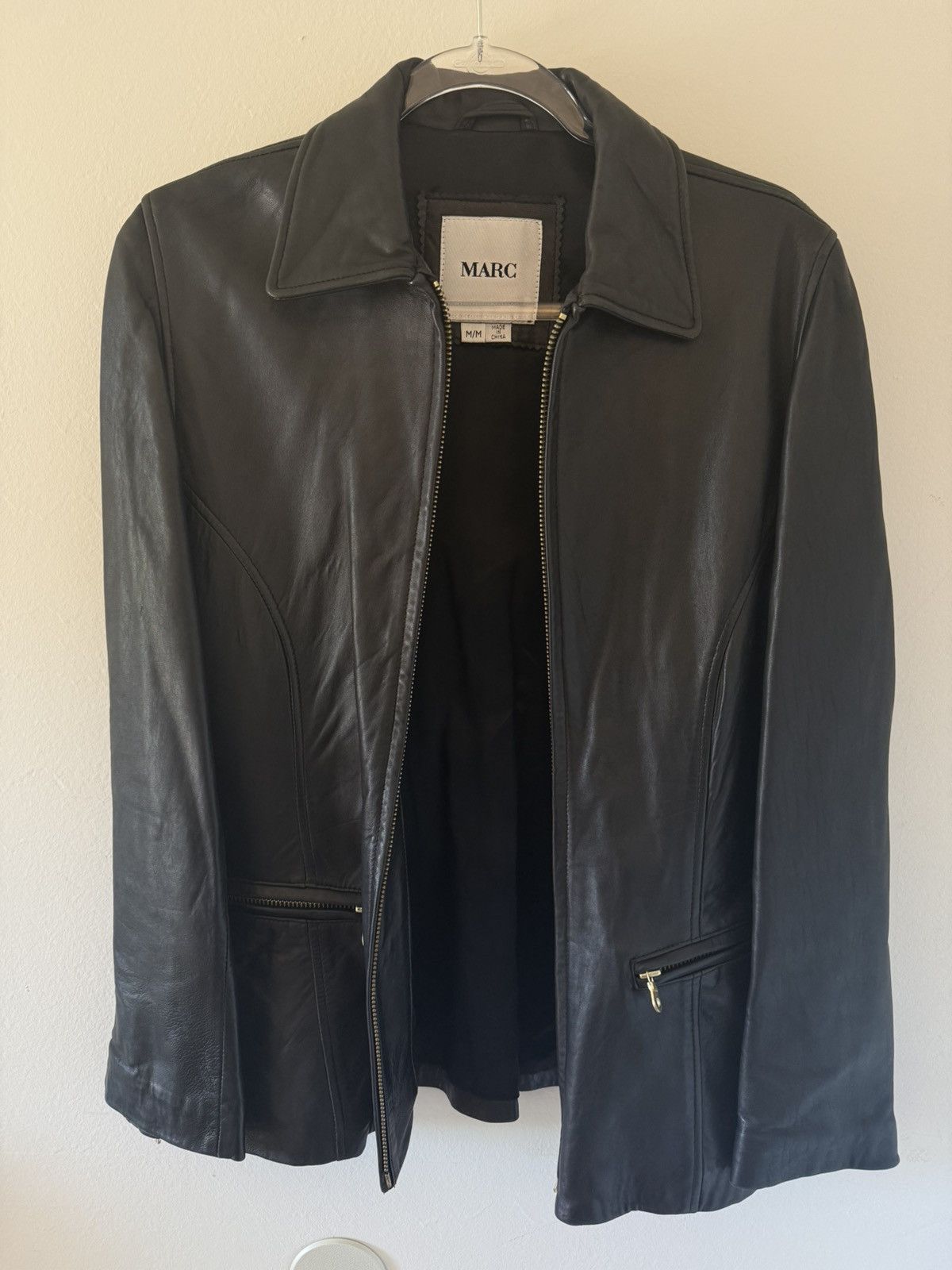 Vintage MARC New York Black Leather Jacket for Women Size L / US 10 / IT 46 - 1 Thumbnail