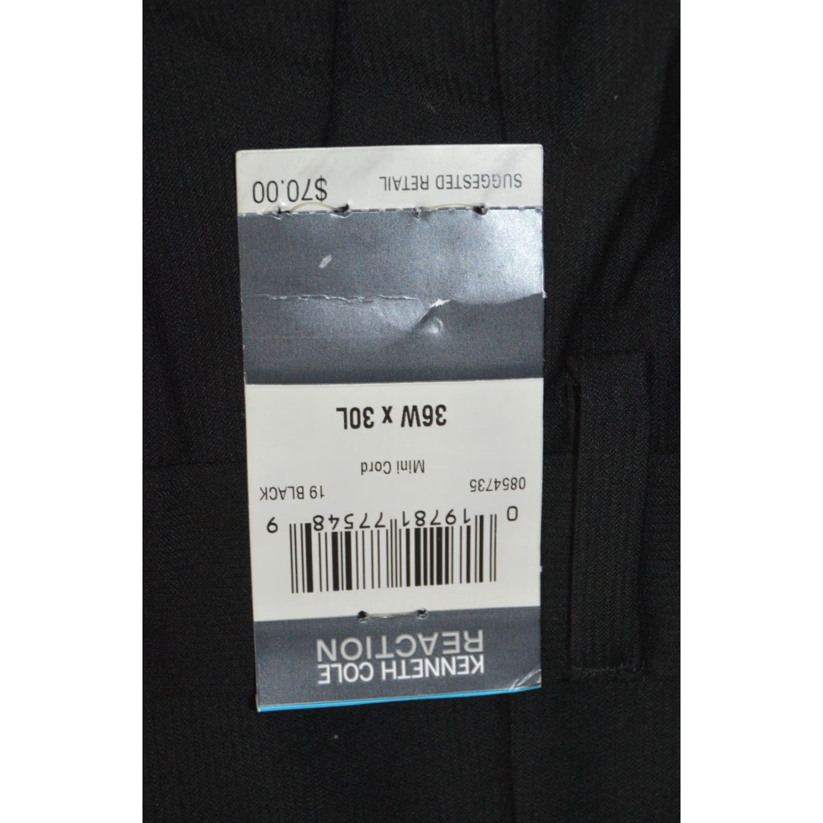 Kenneth Cole KENNETH COLE REACTION Flat Front PANTS Black mini cord SIZE 36 x 30 NWT Size US 36 / EU 52 - 6 Thumbnail