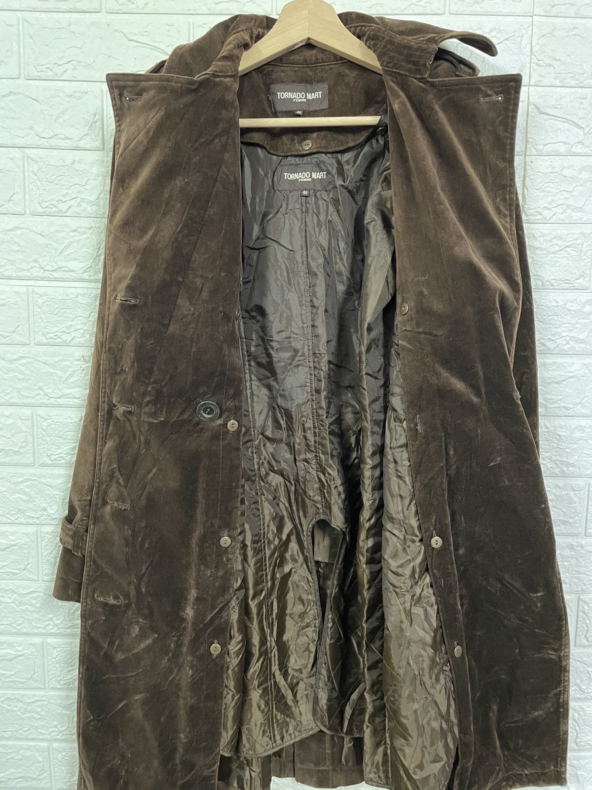 Japanese Brand × Tornado Mart Tornado Mart Femme Long Coat Velvet Brown Size S / US 4 / IT 40 - 7 Thumbnail