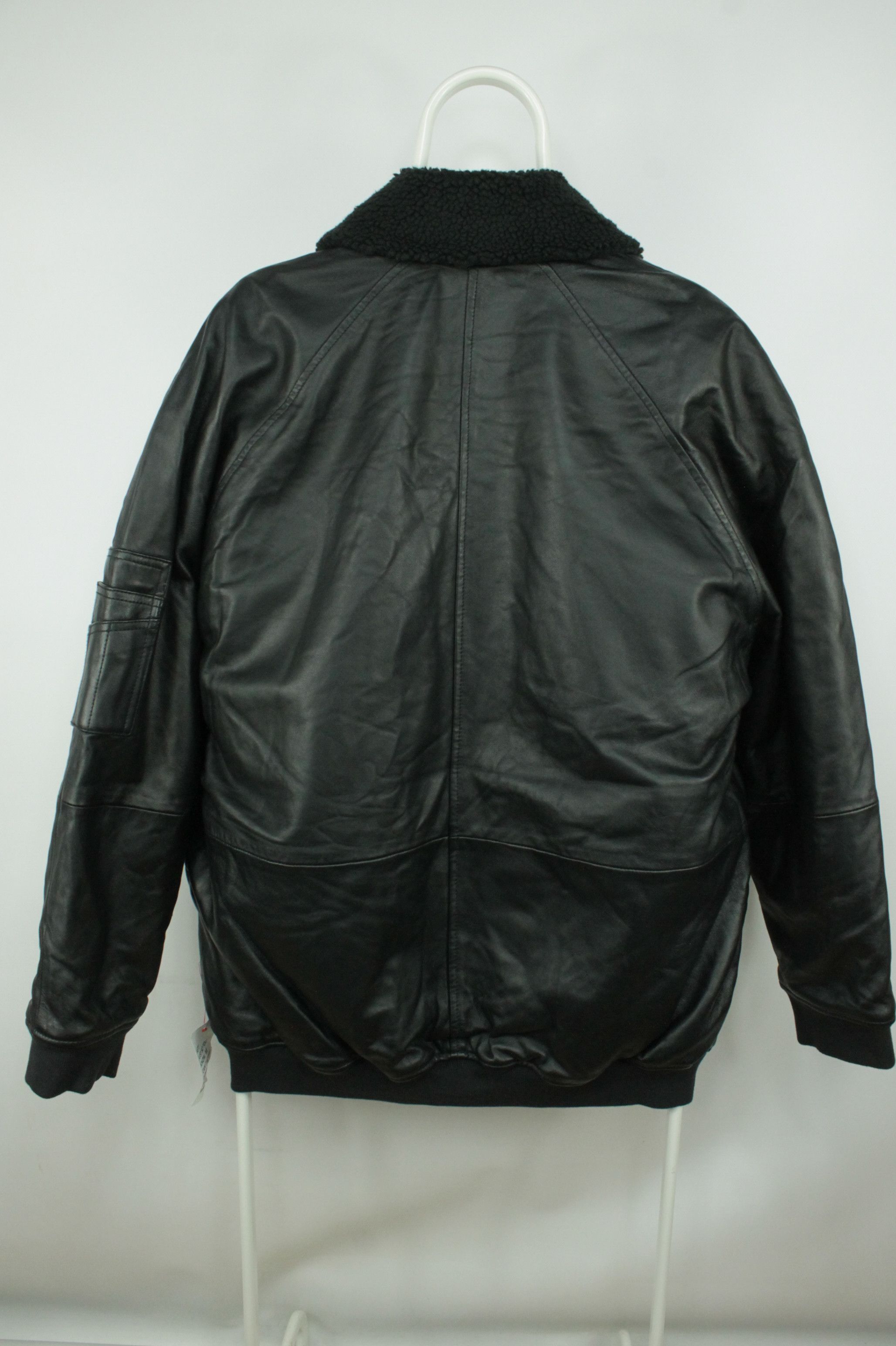 Asos Asos Oversized Black Leather Bomber Jacket Size US L / EU 52-54 / 3 - 10 Thumbnail