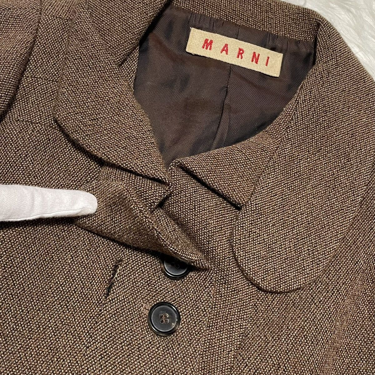 Marni Genuine Marni Asymmetrical Short Wool Jacket 38 Brown MARNI Size XS / US 0-2 / IT 36-38 - 10 Thumbnail