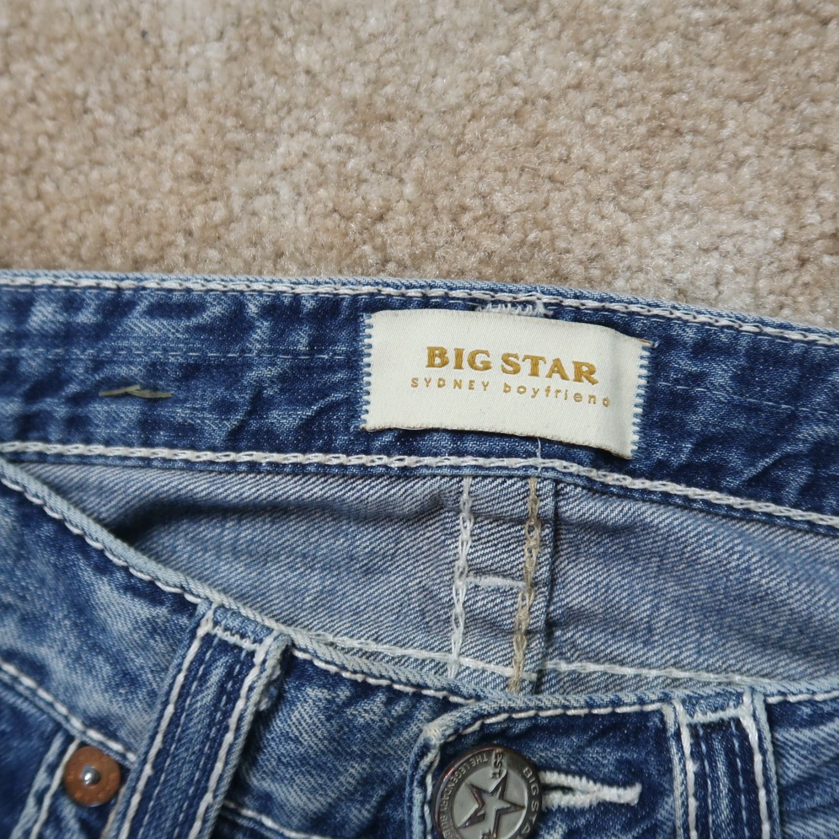 Denime BIG STAR Jeans Women 27 Blue Stretch Denim Boyfriend Slim 5-Pocket Mid Rise Cotton Blend Denim Size 27" / US 4 / IT 40 - 4 Thumbnail