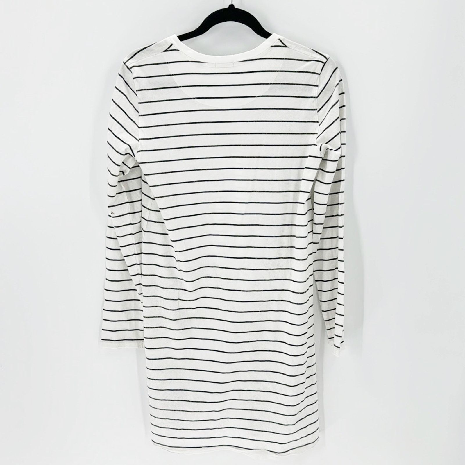 ATM ATM Stripe Shimmer Long Sleeve T-Shirt Dress Chalk/Black Size M / US 6-8 / IT 42-44 - 2 Thumbnail
