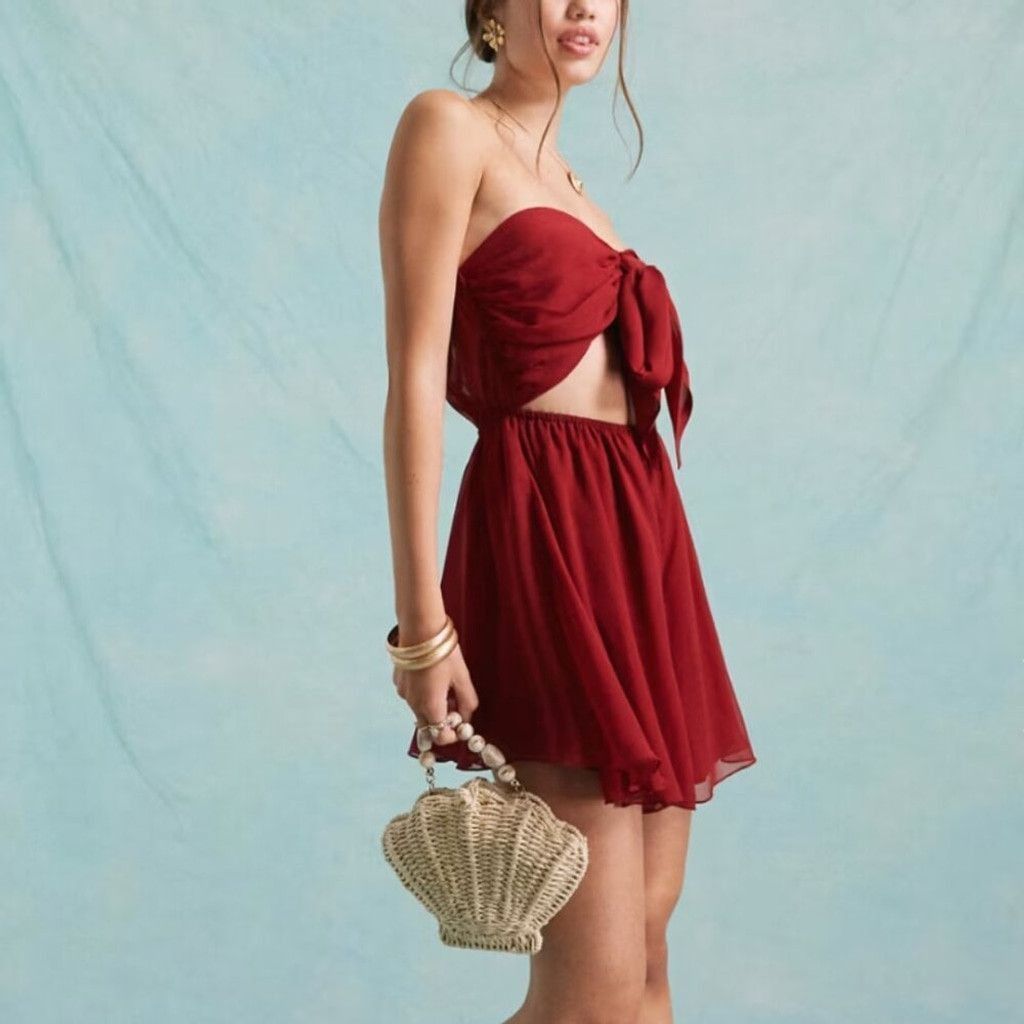 Asos NWt Miss Selfridge Beach Dobby Chiffon Tie-Front Romper S Size 27" / US 4 / IT 40 - 1 Thumbnail