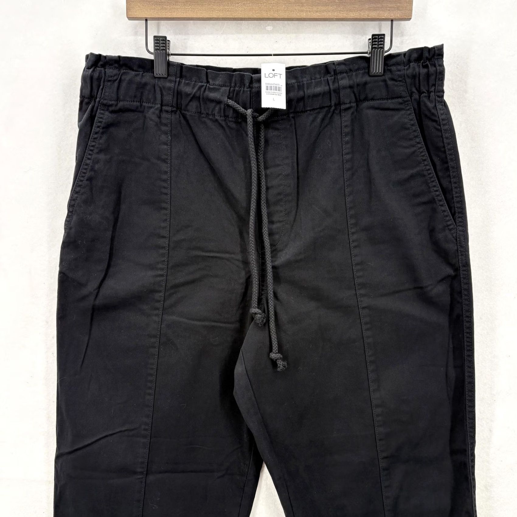 Loft LOFT Pants Womens Large Black Pull On Jogger Ankle Cotton Stretch Casual Lounge Twill Elastic Waist Pockets Stretch Size 36" / US 14 / IT 50 - 2 Thumbnail