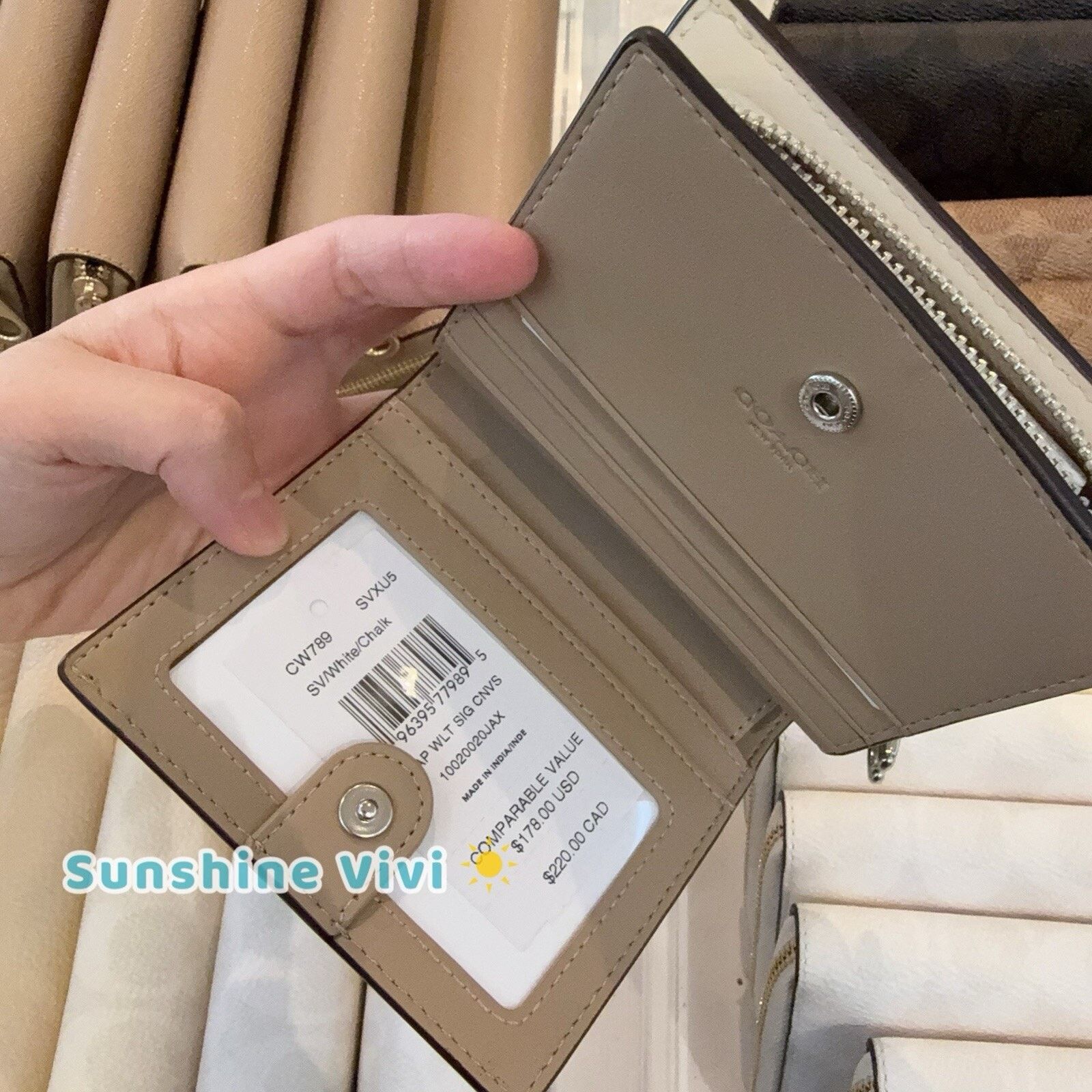 Coach NWT Coach CW789 Snap Wallet Canvas Sv/White/Chalk Size ONE SIZE - 5 Thumbnail