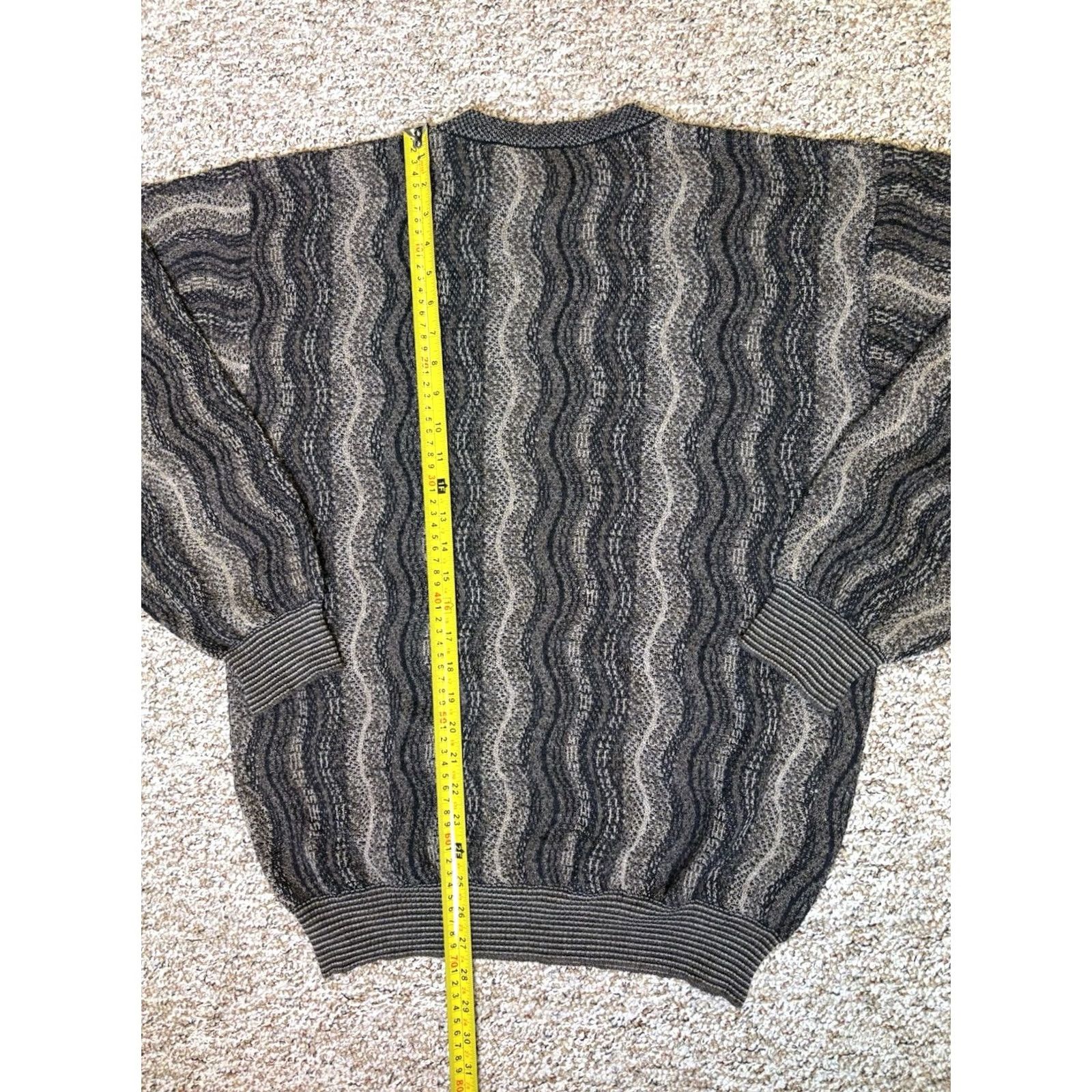 Vintage VTG Tricots St Raphael New Wool Blend Vertical Geometric Grandpa Sweater Sz L Size US L / EU 52-54 / 3 - 6 Thumbnail