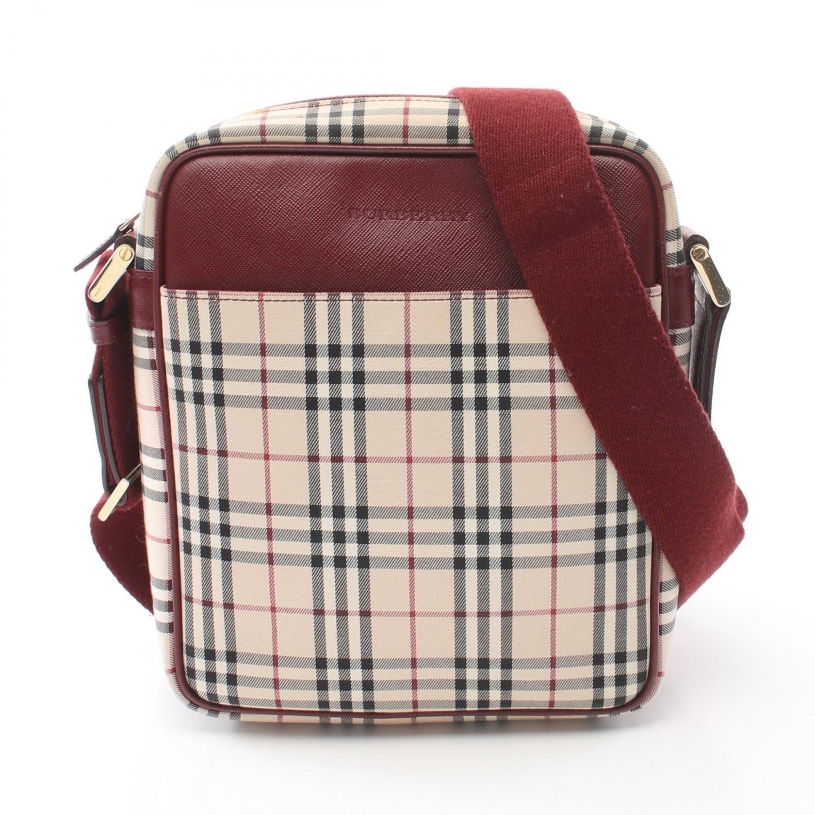 Burberry Burberry Nova Check Canvas Leather Shoulder Bag Canvas Shoulder Bag in Beige, Women's