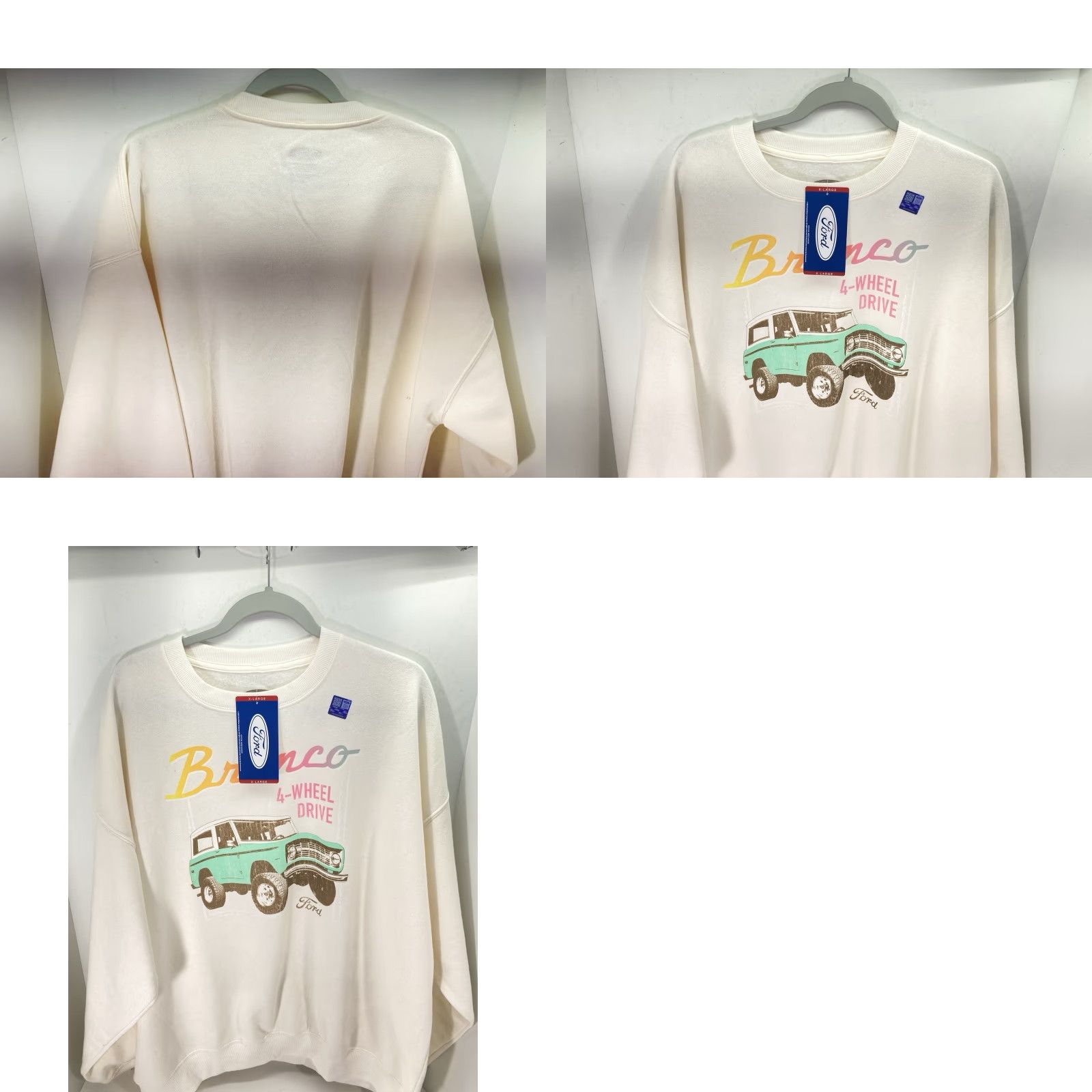 Ford VINTAGE Ford Bronco Sweatshirt Women XL Ivory Crew Neck Long Sleeve Pullover NWT Size XL / US 12-14 / IT 48-50 - 9 Thumbnail