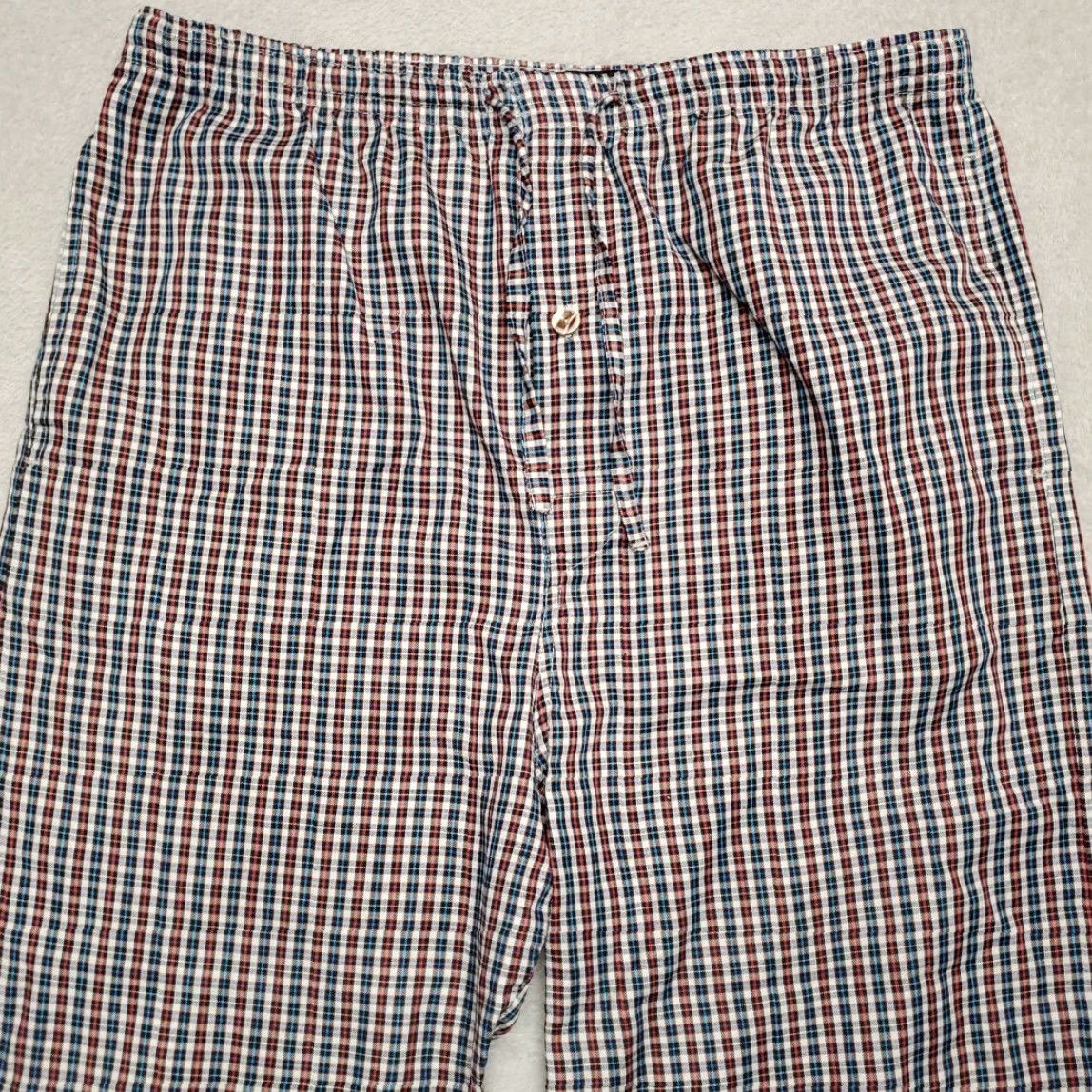 Vintage Fox Fire VTG Pant Women Medium Blue Red White Plaid Wide Leg Cropped Draw String Size 32" / US 10 / IT 46 - 2 Thumbnail
