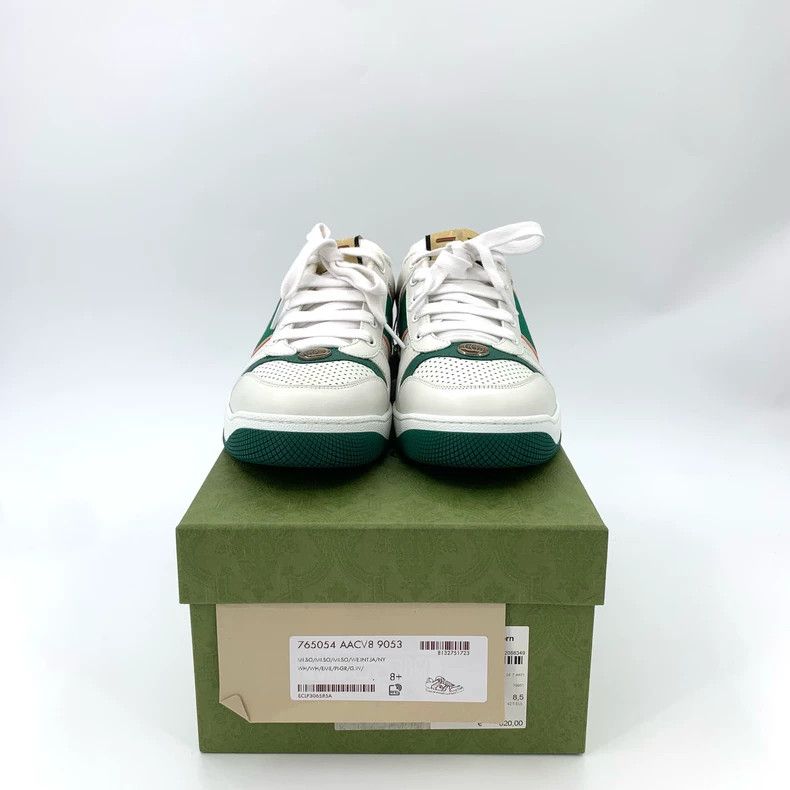 Gucci Gucci White GG enamel green tail lace-up casual sneakers 25 Size US 9.5 / EU 42-43 - 8 Thumbnail