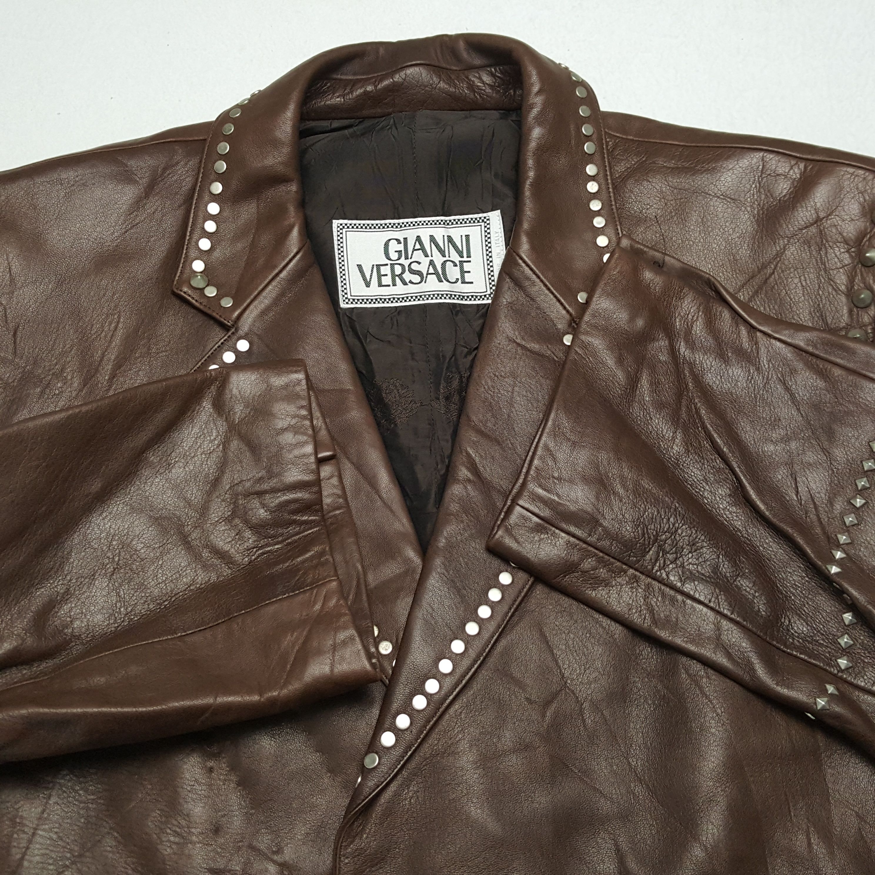 Versace × Vintage GIANNI VERSACE Fashion Style Leather Blazer Size 38R - 9 Thumbnail