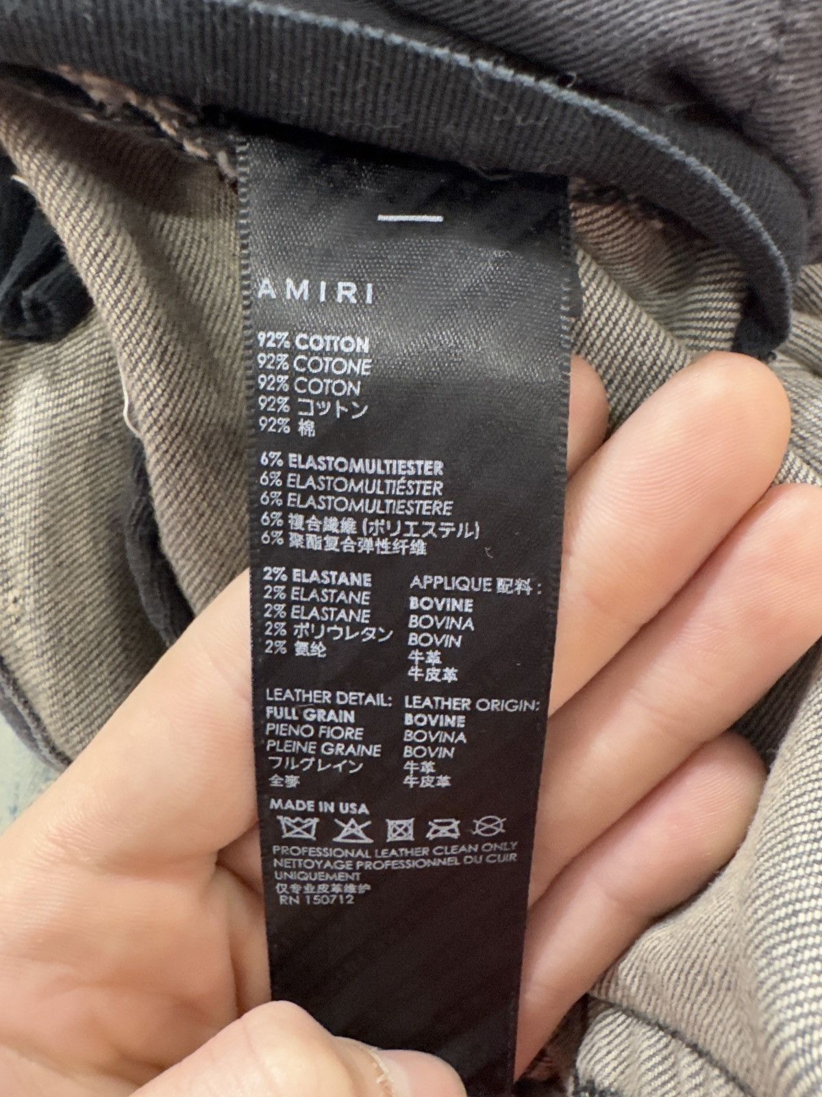 Amiri AMIRI MX1 BROWN ULTRA SUEDE REPAIR JEANS VINTAGE GREY DENIM Size US 29 - 4 Thumbnail