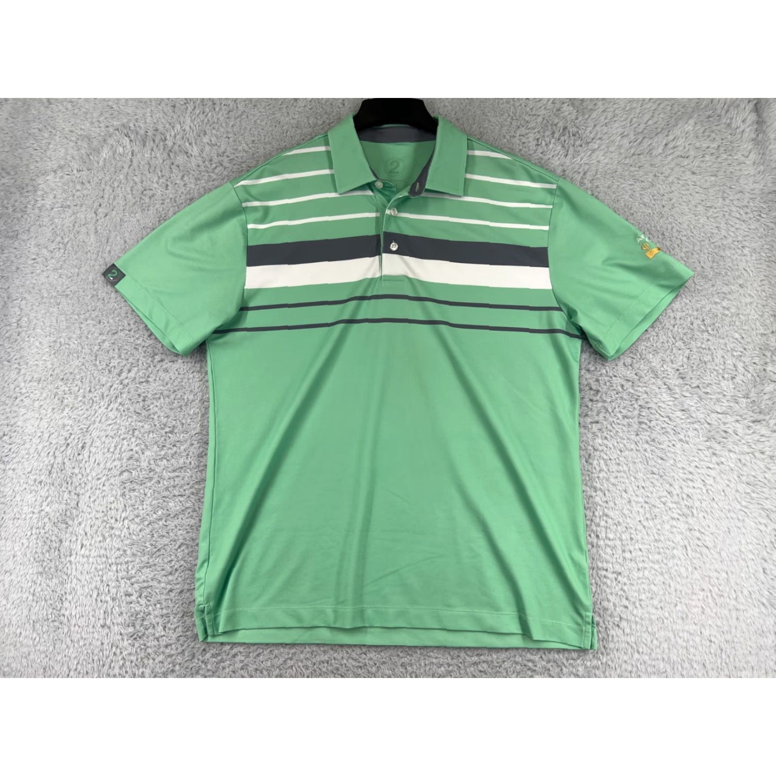 Vintage 2nd Guy Golf Polo Shirt Mens L Green White Striped Polo Adult Regular 100% Polyester Golf Theme) Size US L / EU 52-54 / 3 - 2 Thumbnail