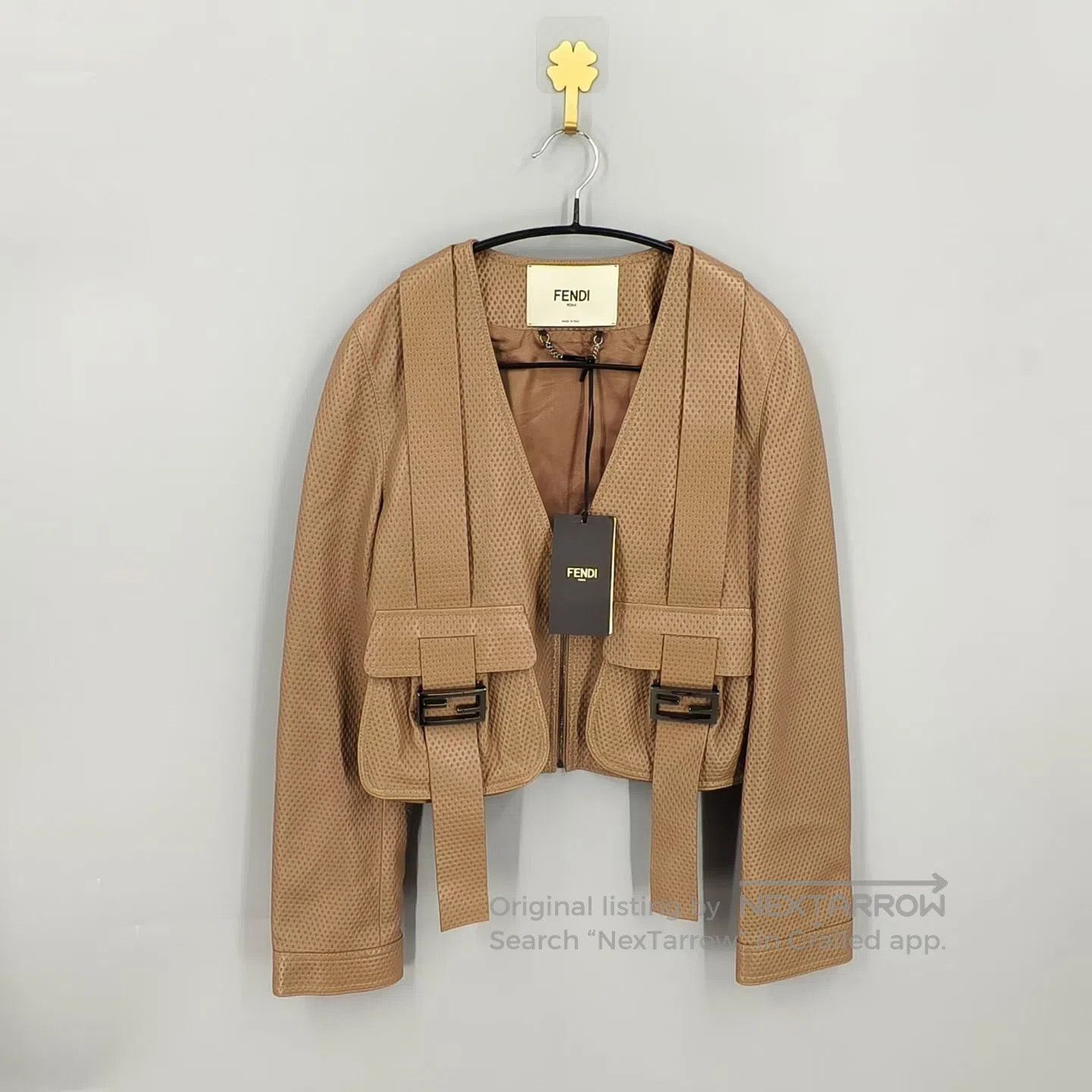 Fendi FENDI Brown Double Streamer Lambskin Jacket| Size XS / US 0-2 / IT 36-38 - 1 Thumbnail