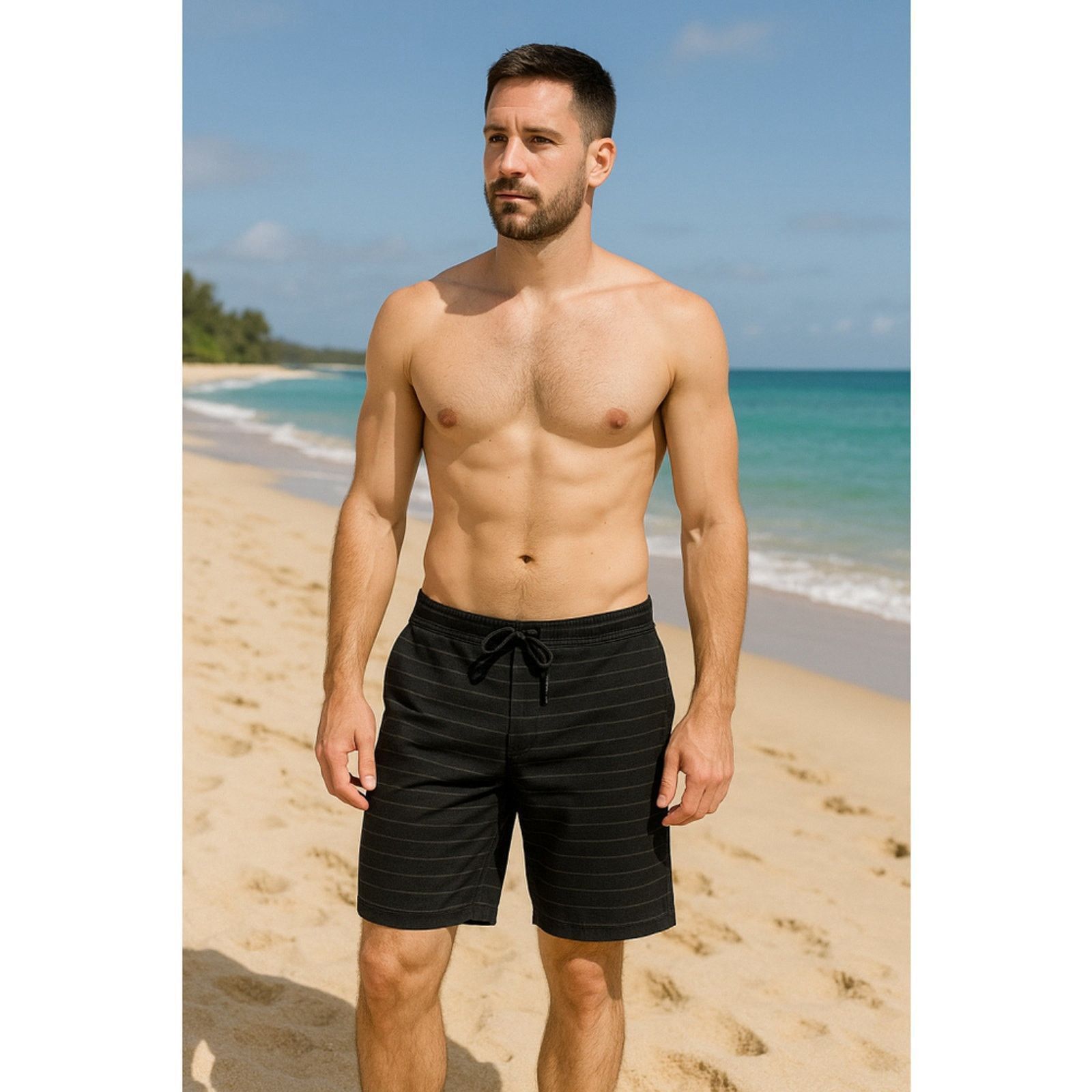 Quiksilver Surfcore Coastal Striped Knit Shorts Black Quiksilver Size US 35 - 6 Thumbnail